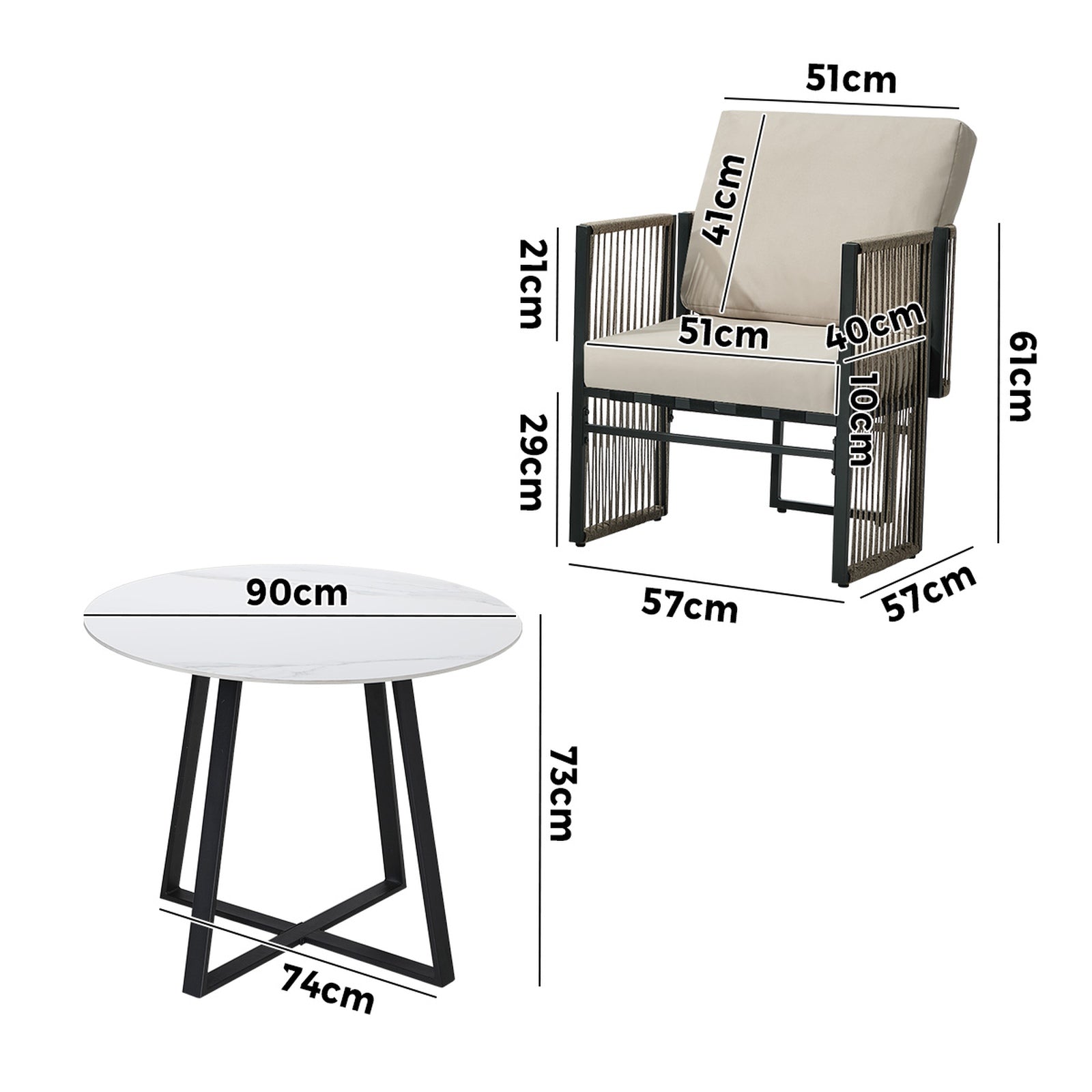 Livsip 5 Pieces Outdoor Dining Set Chair and Table Rope Garden Furniture