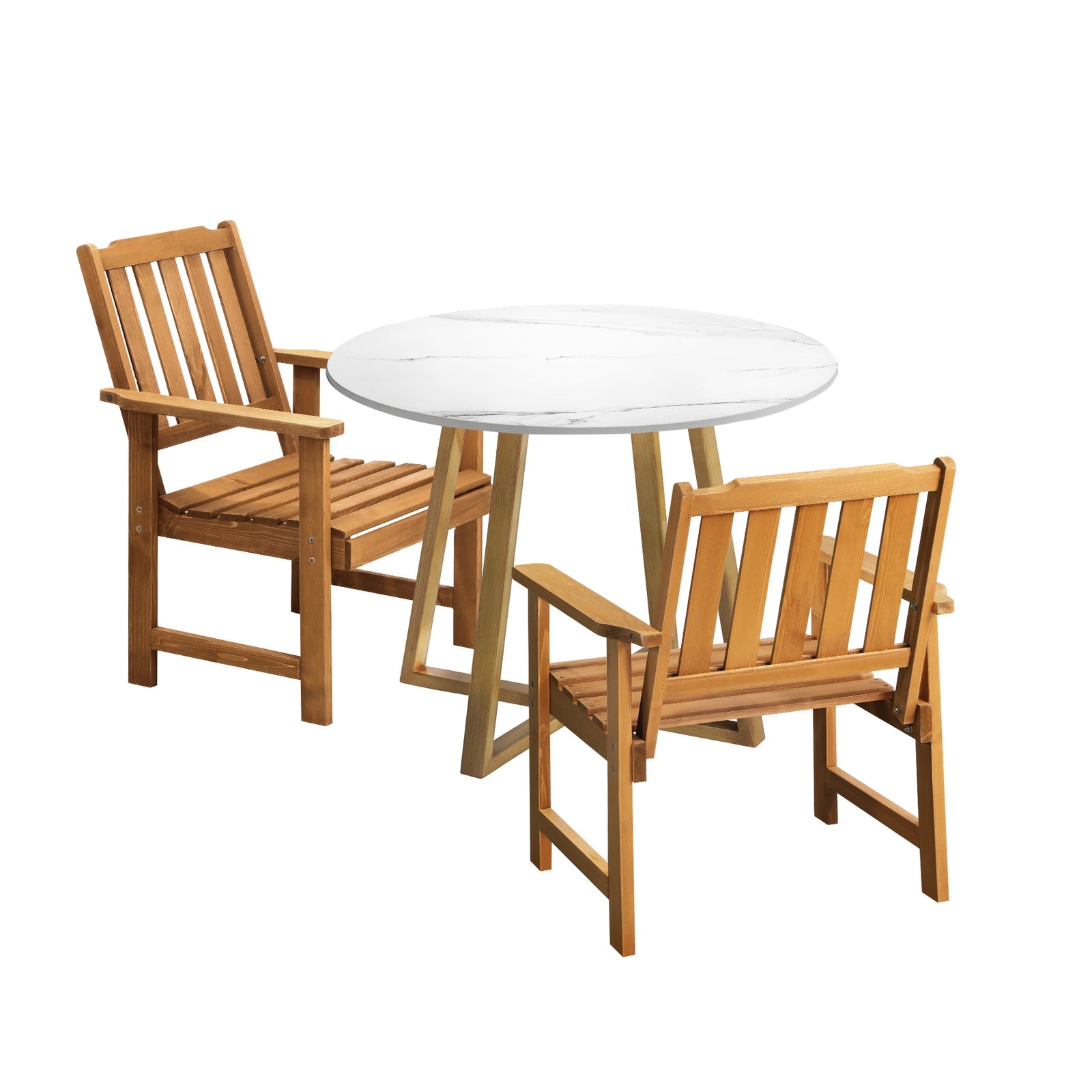 Livsip Outdoor Patio Set Solid Wood Chair and Table 3PC Furniture Dining Setting - Sunyee