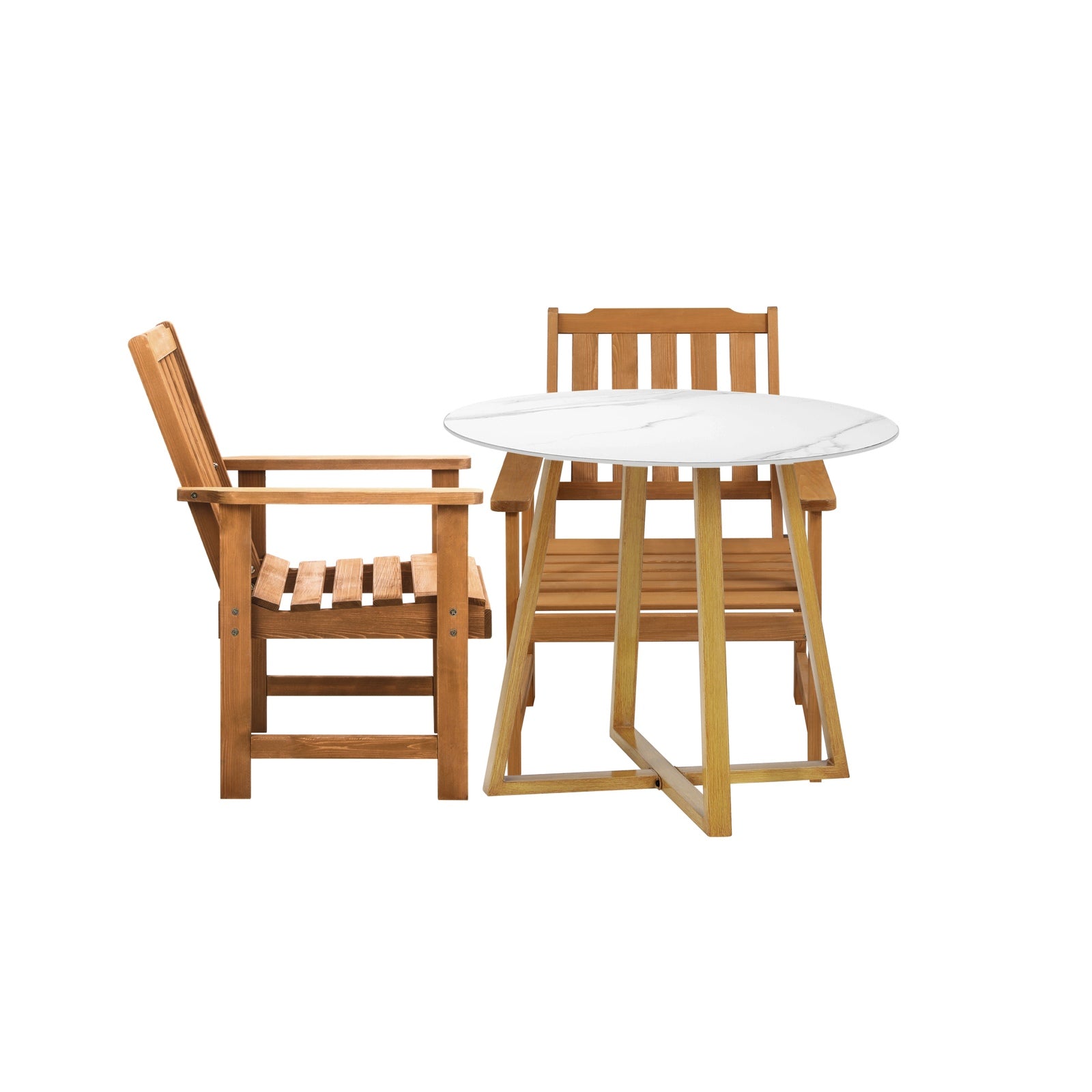 Livsip Outdoor Patio Set Solid Wood Chair and Table 3PC Furniture Dining Setting - Sunyee