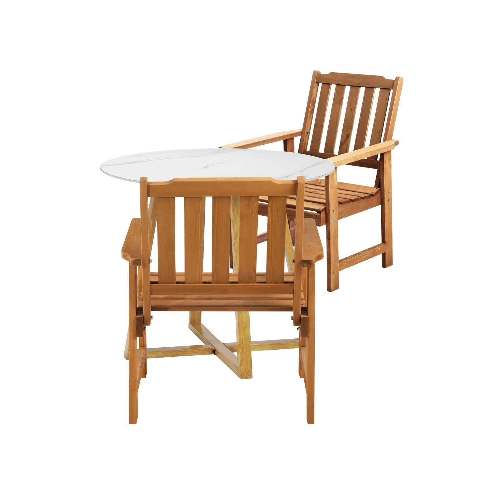 Livsip Outdoor Patio Set Solid Wood Chair and Table 3PC Furniture Dining Setting - Sunyee