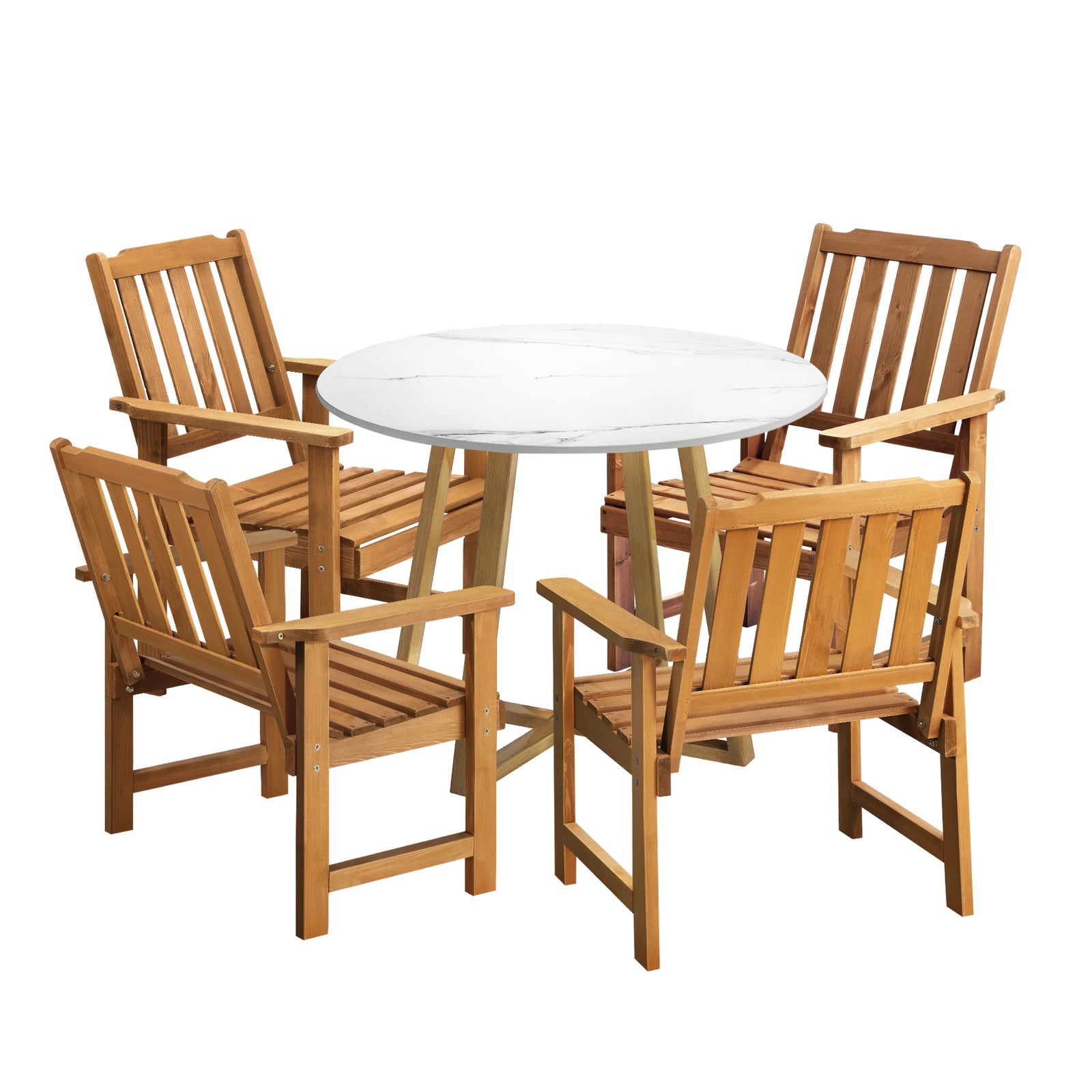 Livsip Outdoor Patio Set Solid Wood Chair and Table 5PC Furniture Dining Setting - Sunyee