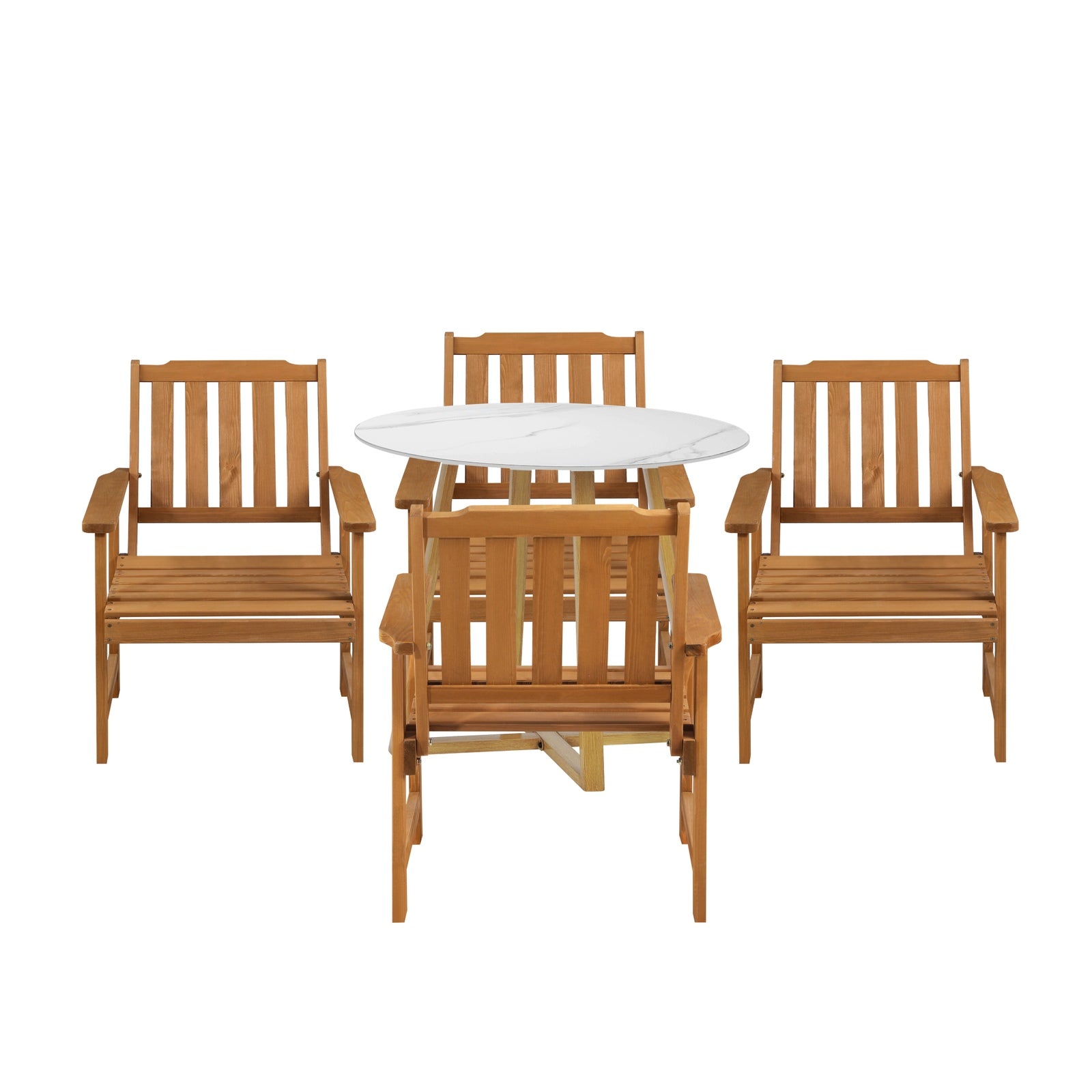 Livsip Outdoor Patio Set Solid Wood Chair and Table 5PC Furniture Dining Setting - Sunyee