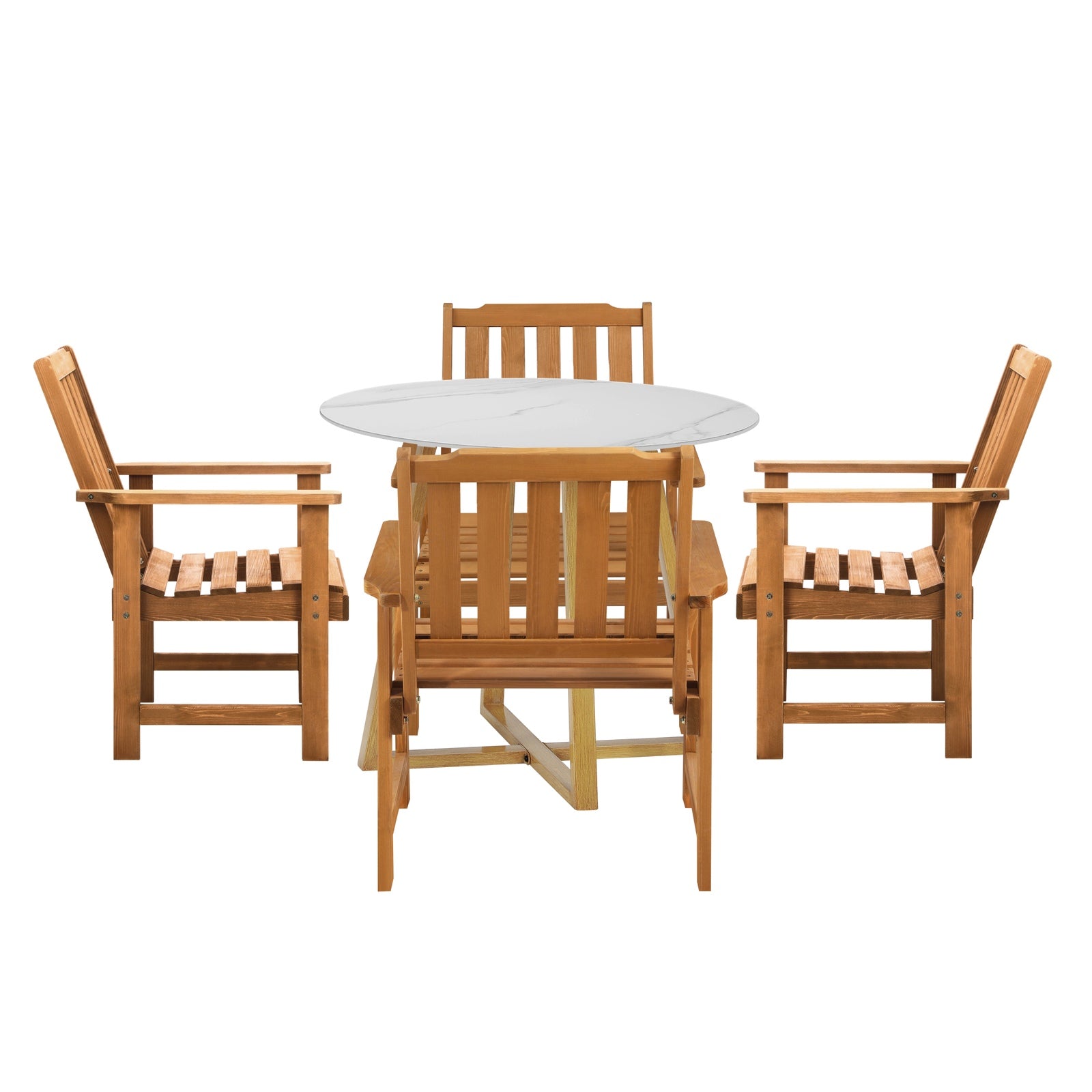 Livsip Outdoor Patio Set Solid Wood Chair and Table 5PC Furniture Dining Setting - Sunyee