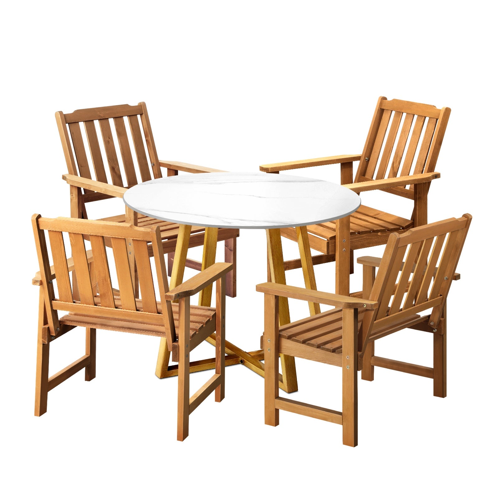 Livsip Outdoor Patio Set Solid Wood Chair and Table 5PC Furniture Dining Setting - Sunyee