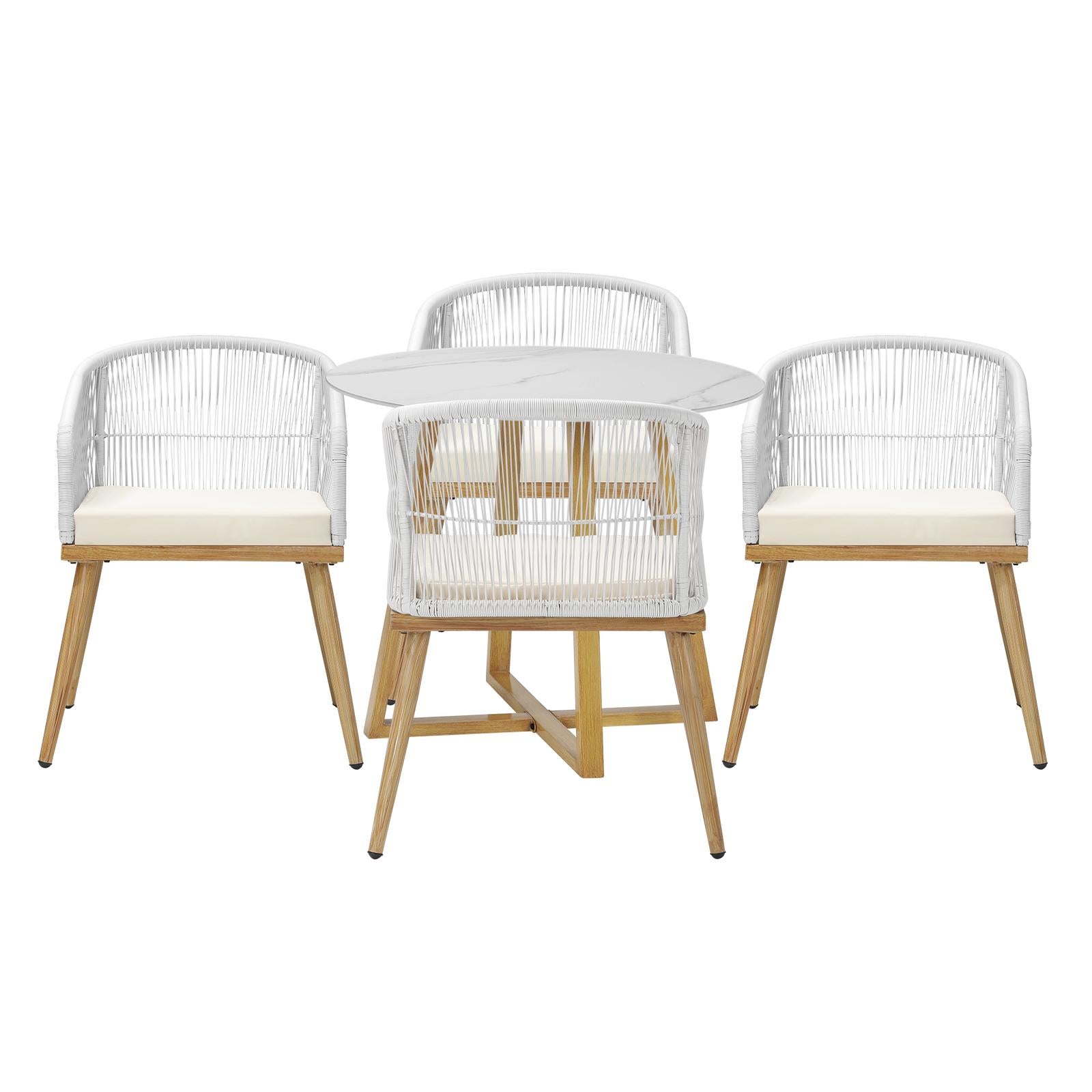 Livsip 5 Piece Outdoor Dining Setting Table Lounge Chairs Patio Furniture Set - Sunyee