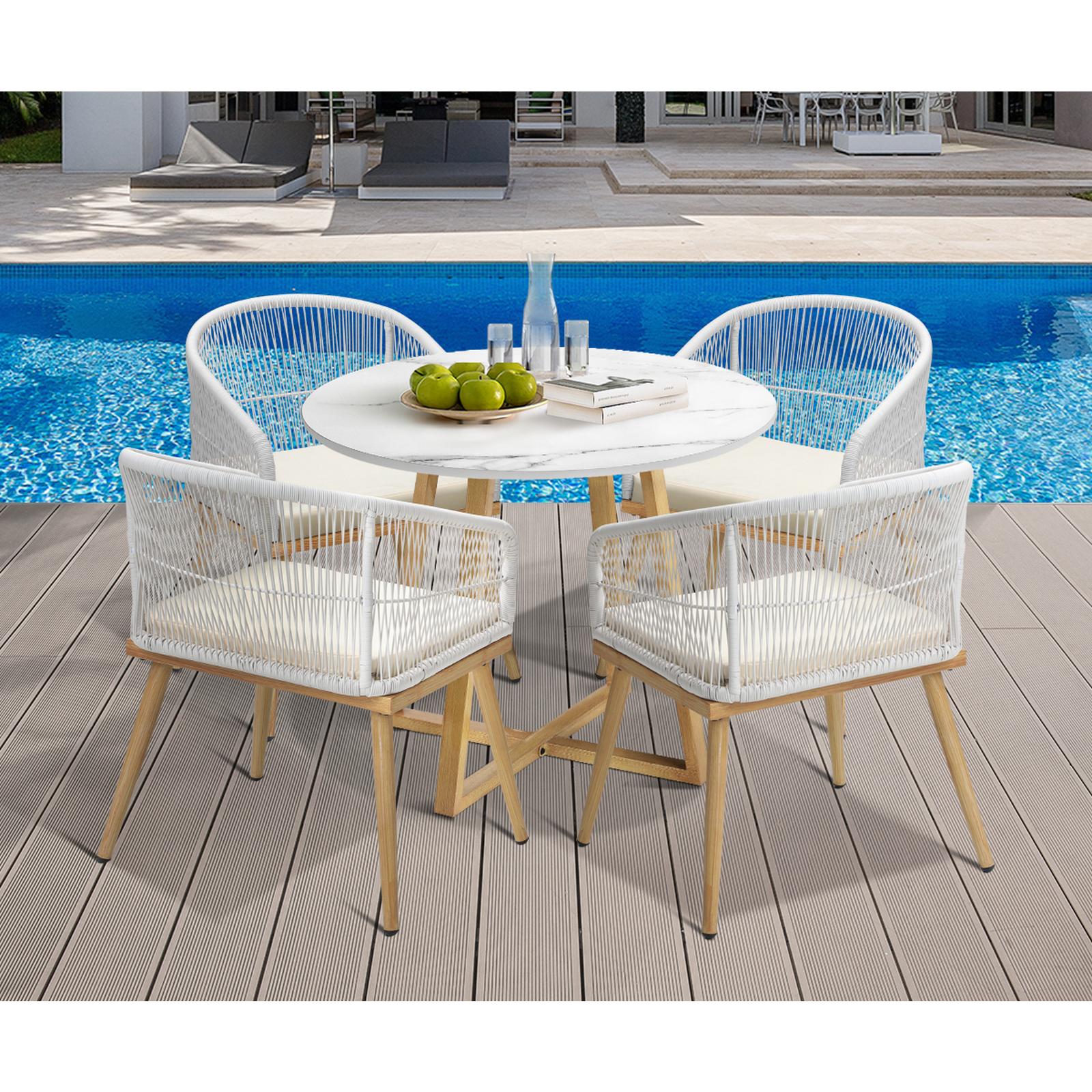Livsip 5 Piece Outdoor Dining Setting Table Lounge Chairs Patio Furniture Set - Sunyee