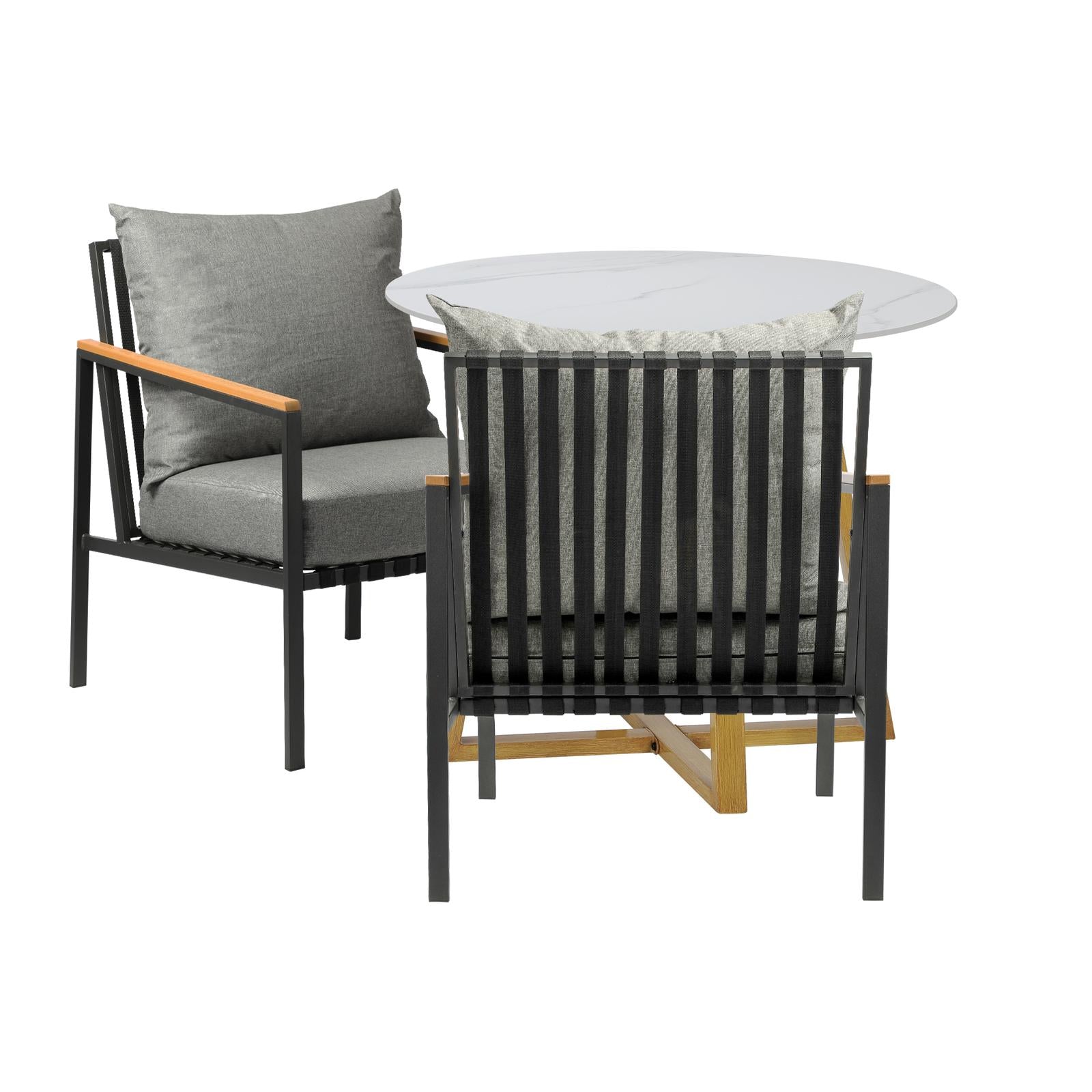 Livsip 3 Piece Outdoor Dining Setting Sintered Stone Table Patio Furniture Set - Sunyee