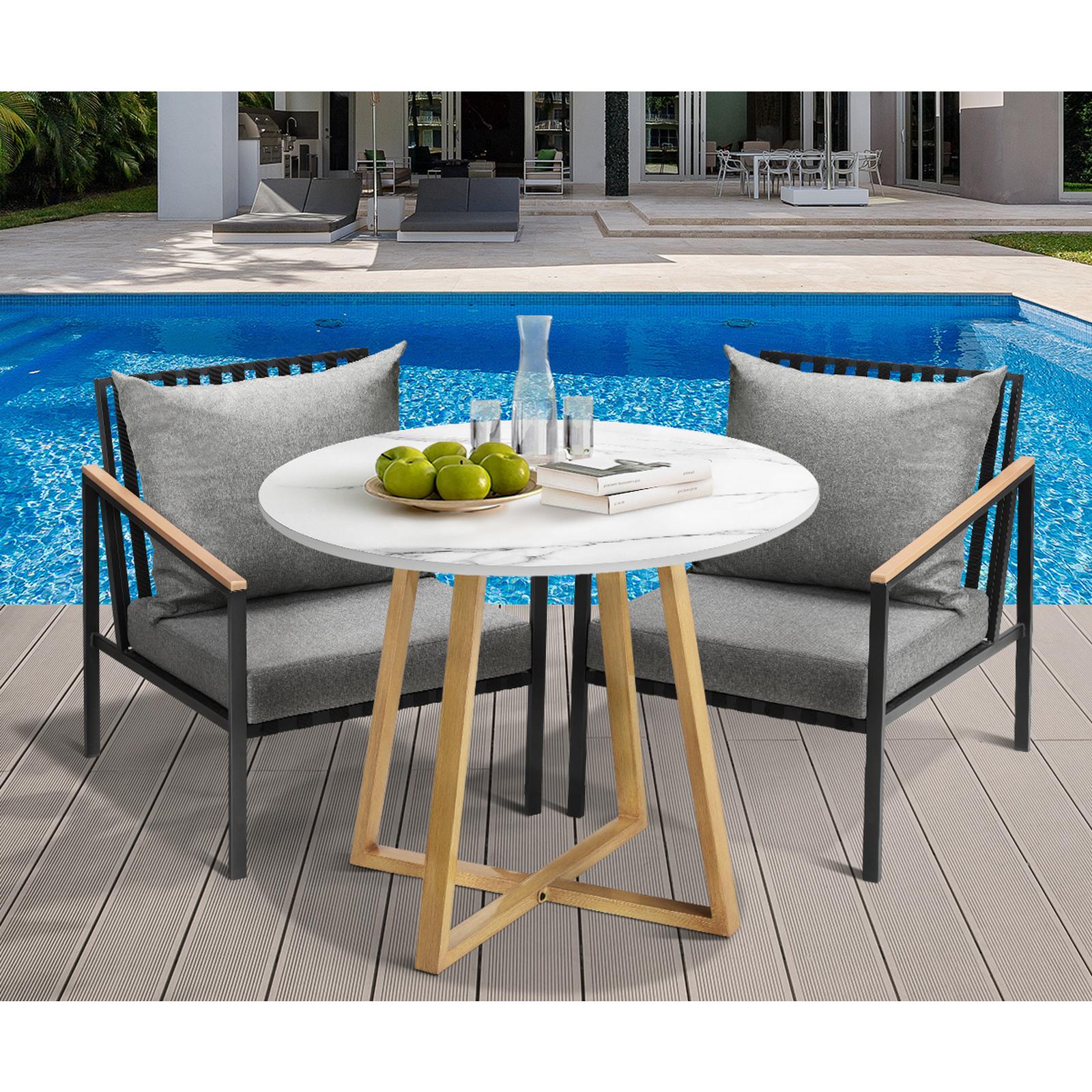 Livsip 3 Piece Outdoor Dining Setting Sintered Stone Table Patio Furniture Set - Sunyee