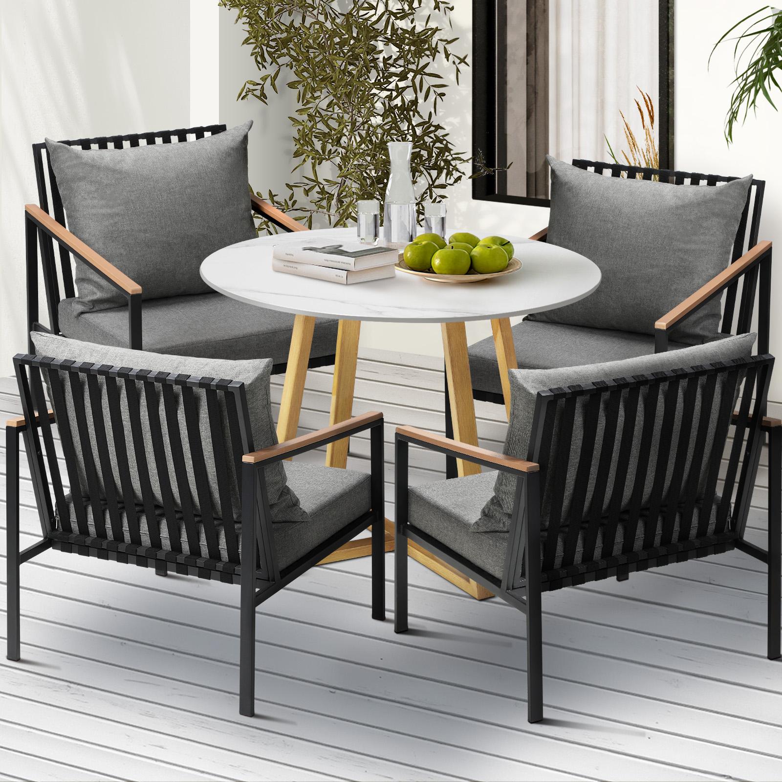 Livsip 5 Piece Outdoor Dining Setting Sintered Stone Table Patio Furniture Set - Sunyee