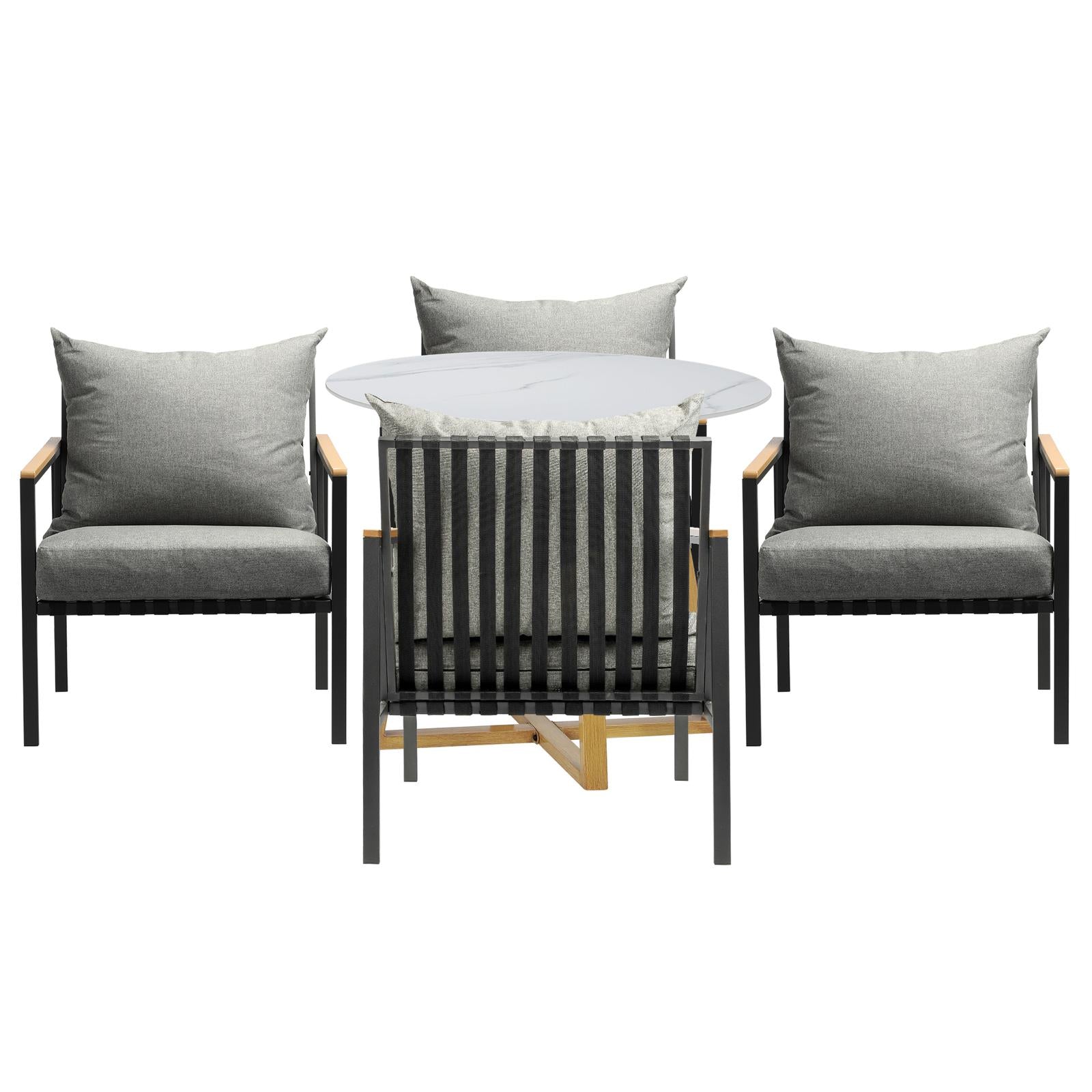Livsip 5 Piece Outdoor Dining Setting Sintered Stone Table Patio Furniture Set - Sunyee