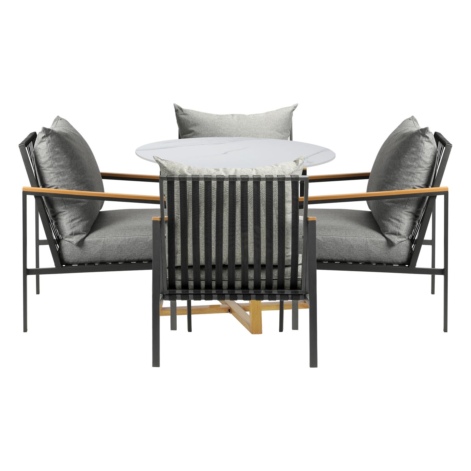Livsip 5 Piece Outdoor Dining Setting Sintered Stone Table Patio Furniture Set - Sunyee