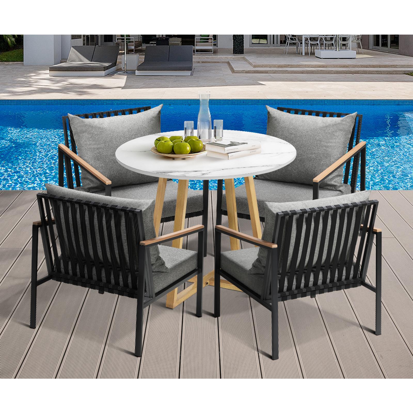 Livsip 5 Piece Outdoor Dining Setting Sintered Stone Table Patio Furniture Set - Sunyee