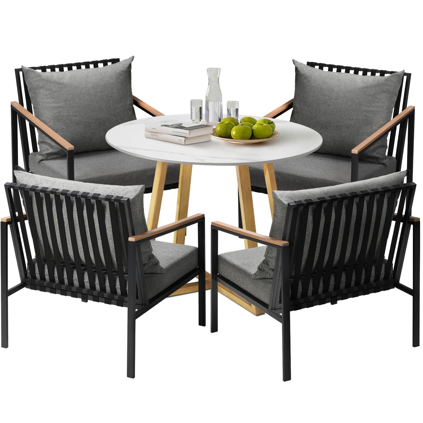 Livsip 5 Piece Outdoor Dining Setting Sintered Stone Table Patio Furniture Set - Sunyee