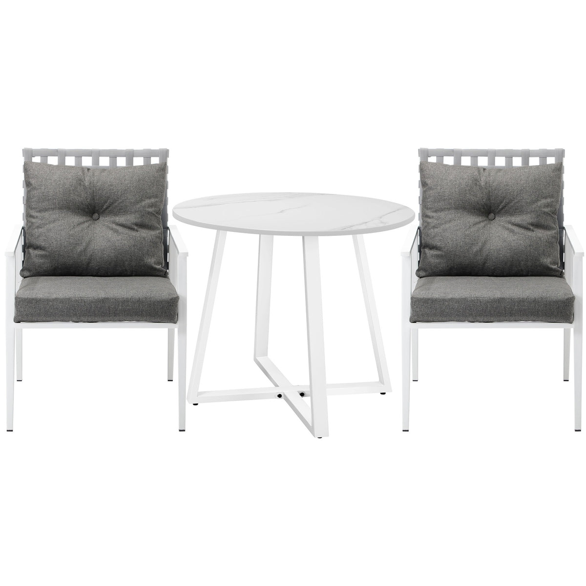 Livsip Outdoor Dining Set Patio Furniture Setting 3PCS Round Table Rattan Chair