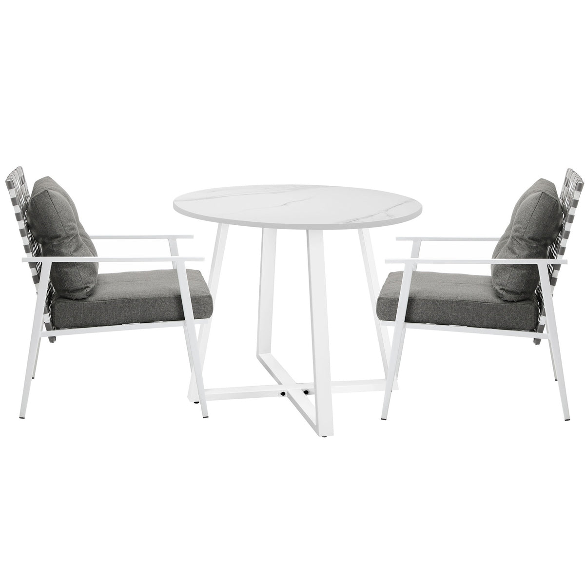 Livsip Outdoor Dining Set Patio Furniture Setting 3PCS Round Table Rattan Chair