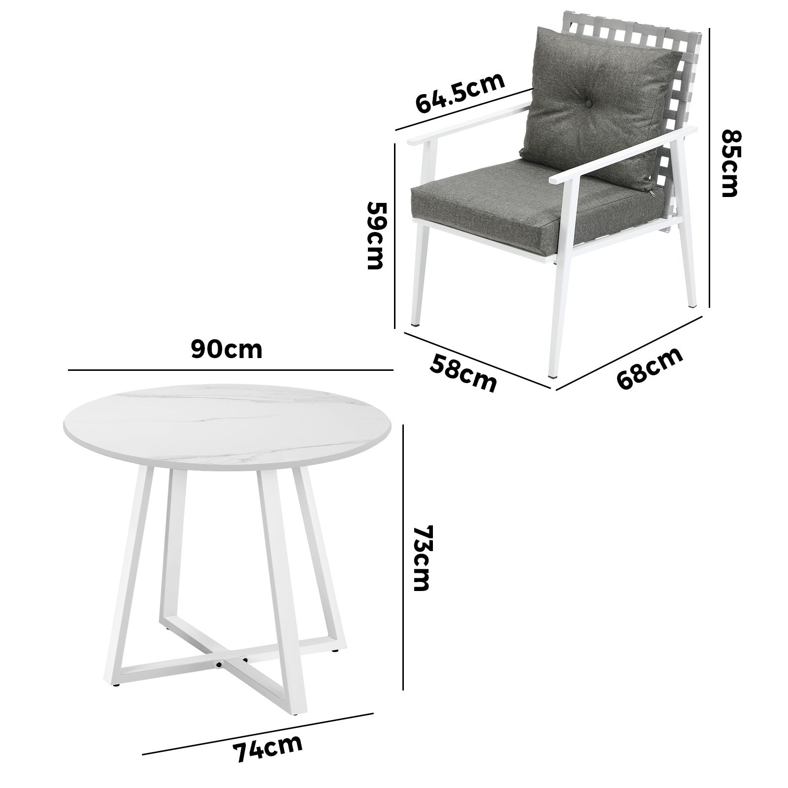 Livsip Outdoor Dining Set Patio Furniture Setting 3PCS Round Table Rattan Chair - Sunyee