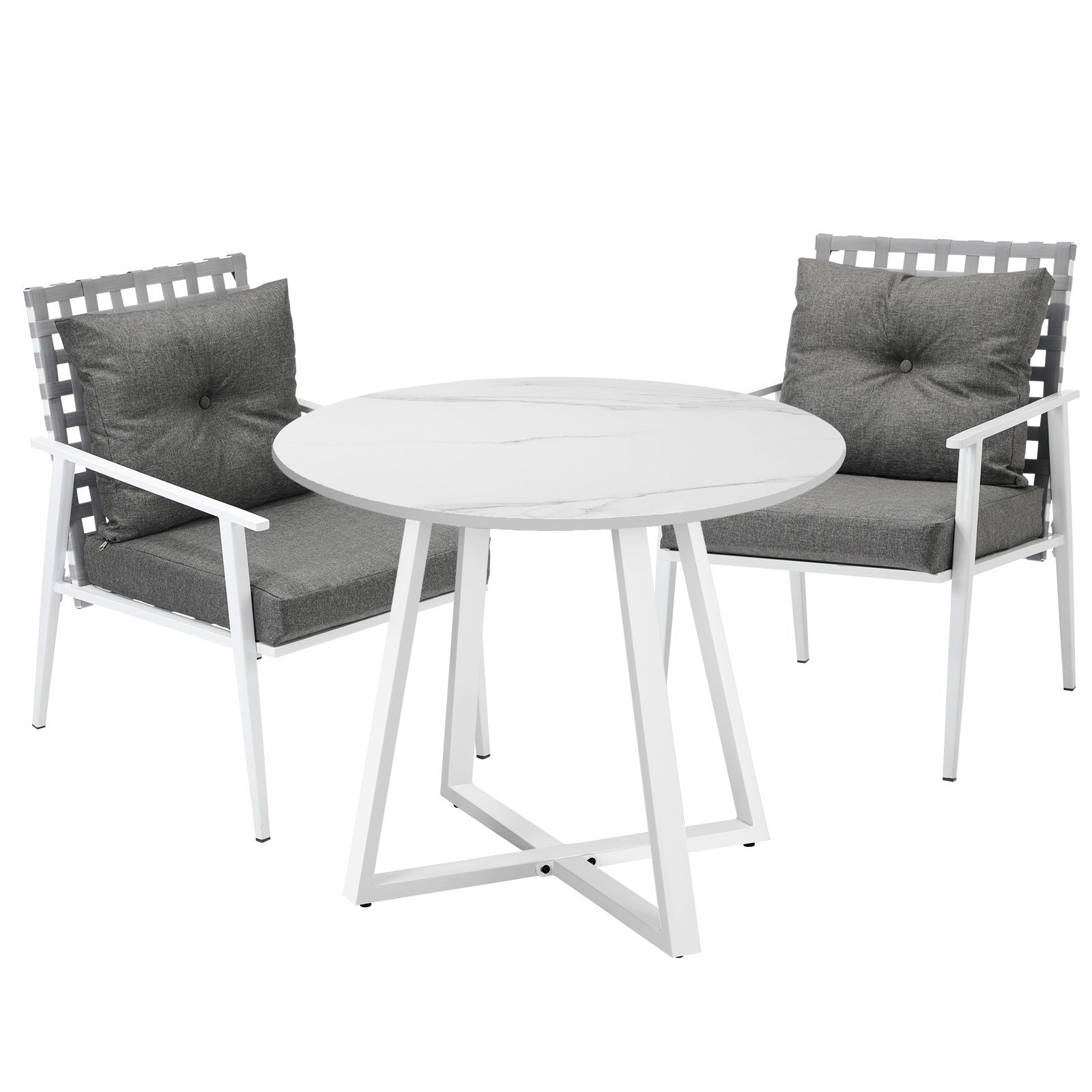 Livsip Outdoor Dining Set Patio Furniture Setting 3PCS Round Table Rattan Chair - Sunyee