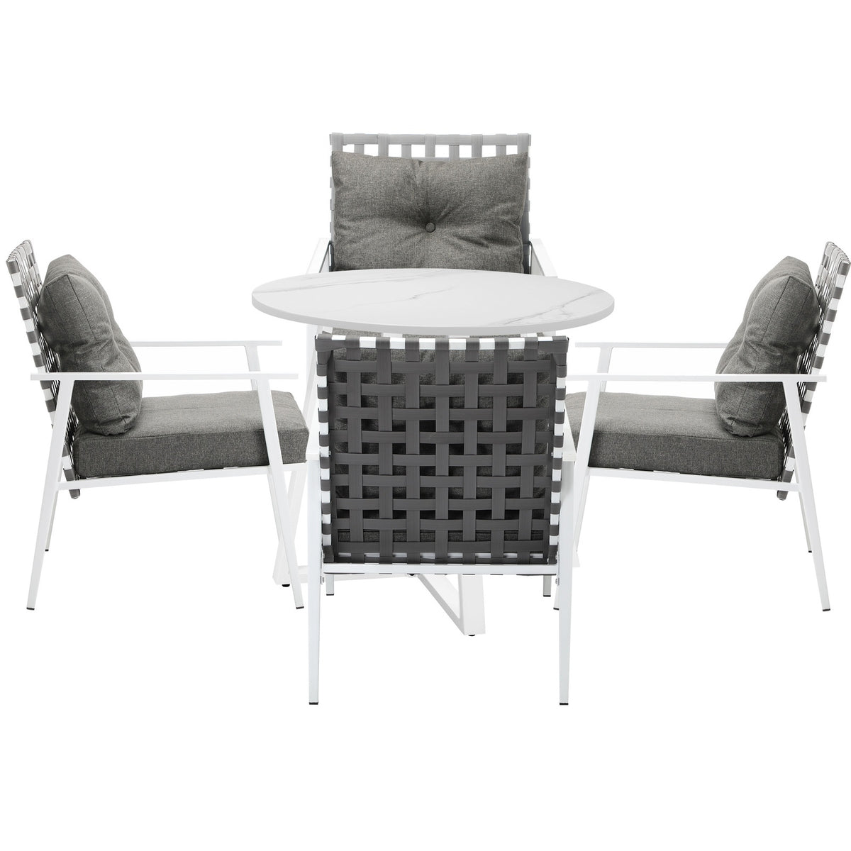 Livsip Outdoor Dining Set Patio Furniture Setting 5PCS Round Table Rattan Chair
