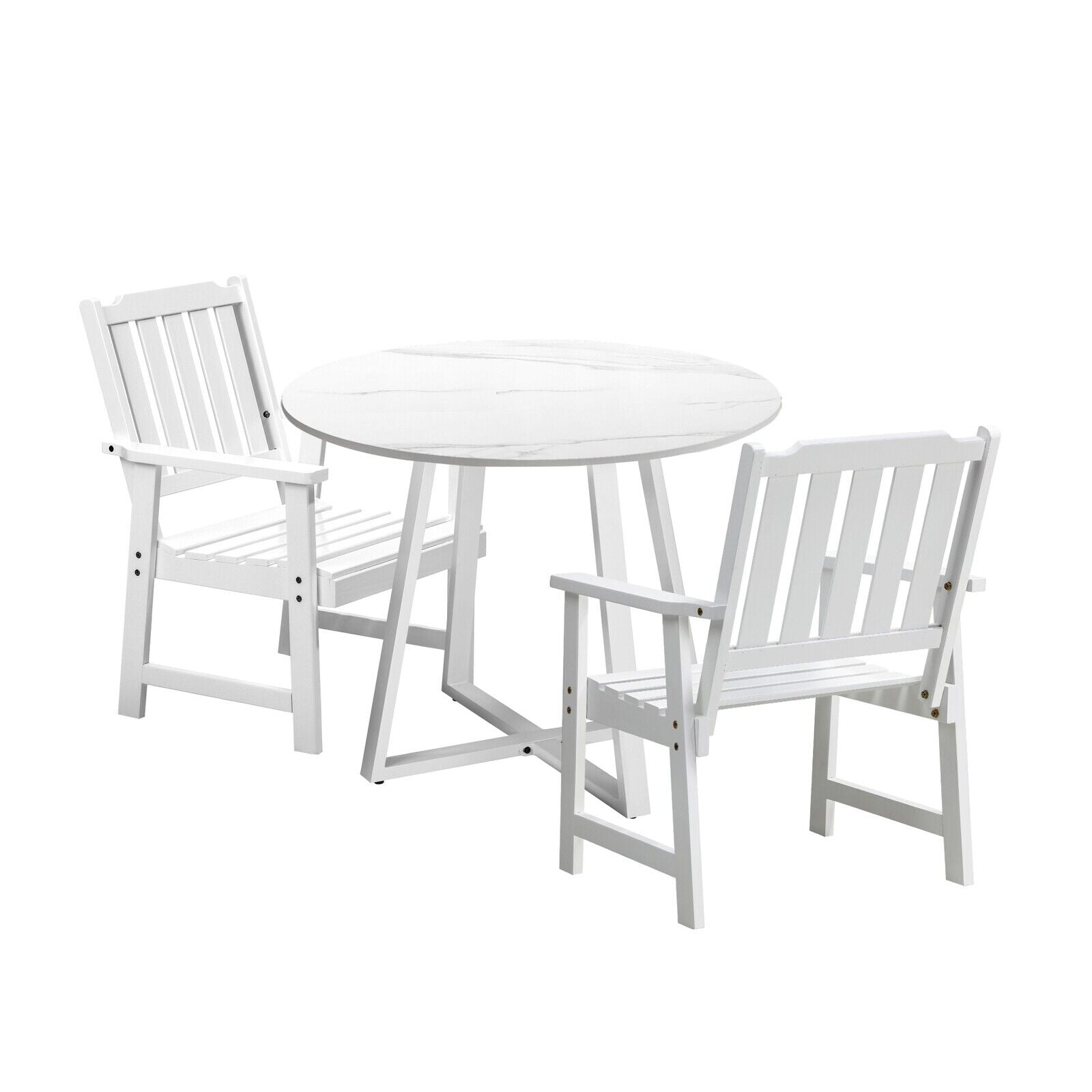 Livsip 3PCS Outdoor Dining Setting Table Solid Wood Chair Patio Furniture Set - Sunyee