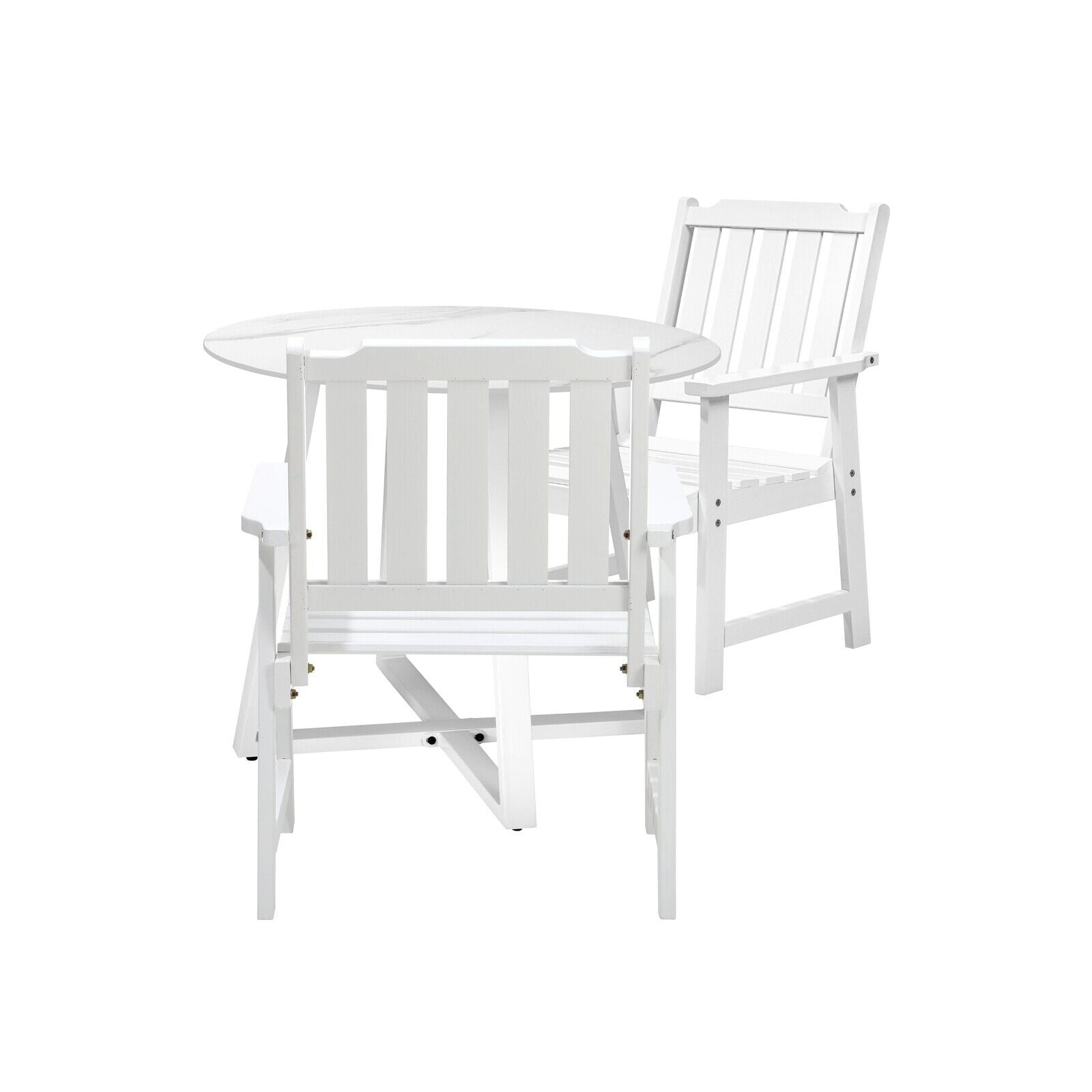 Livsip 3PCS Outdoor Dining Setting Table Solid Wood Chair Patio Furniture Set - Sunyee