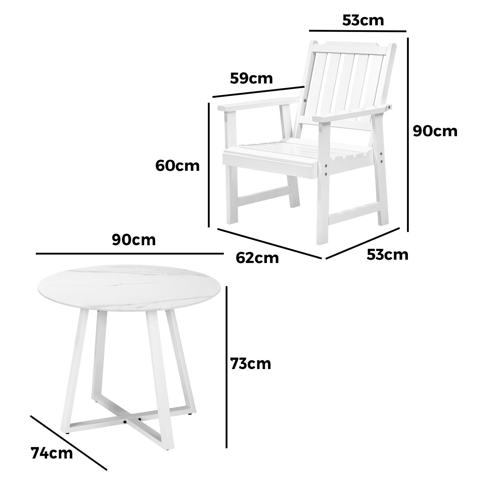 Livsip 3PCS Outdoor Dining Setting Table Solid Wood Chair Patio Furniture Set - Sunyee