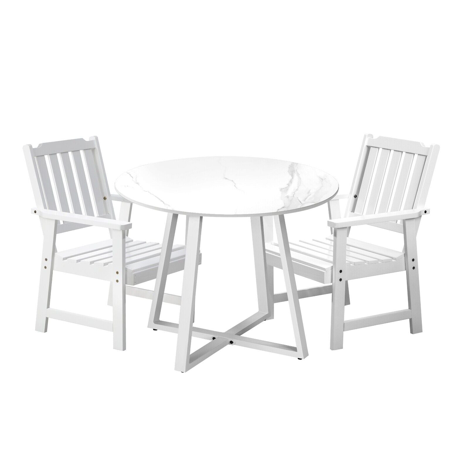 Livsip 3PCS Outdoor Dining Setting Table Solid Wood Chair Patio Furniture Set - Sunyee