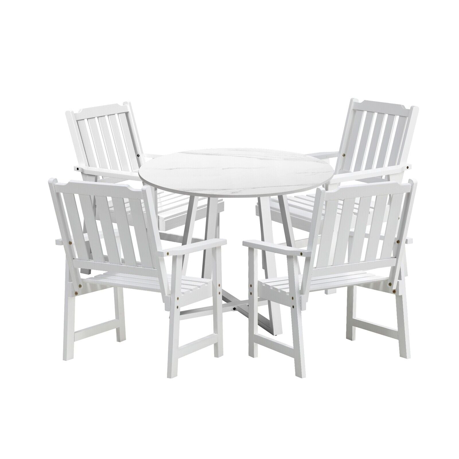 Livsip 5PCS Outdoor Dining Setting Table Solid Wood Chair Patio Furniture Set - Sunyee