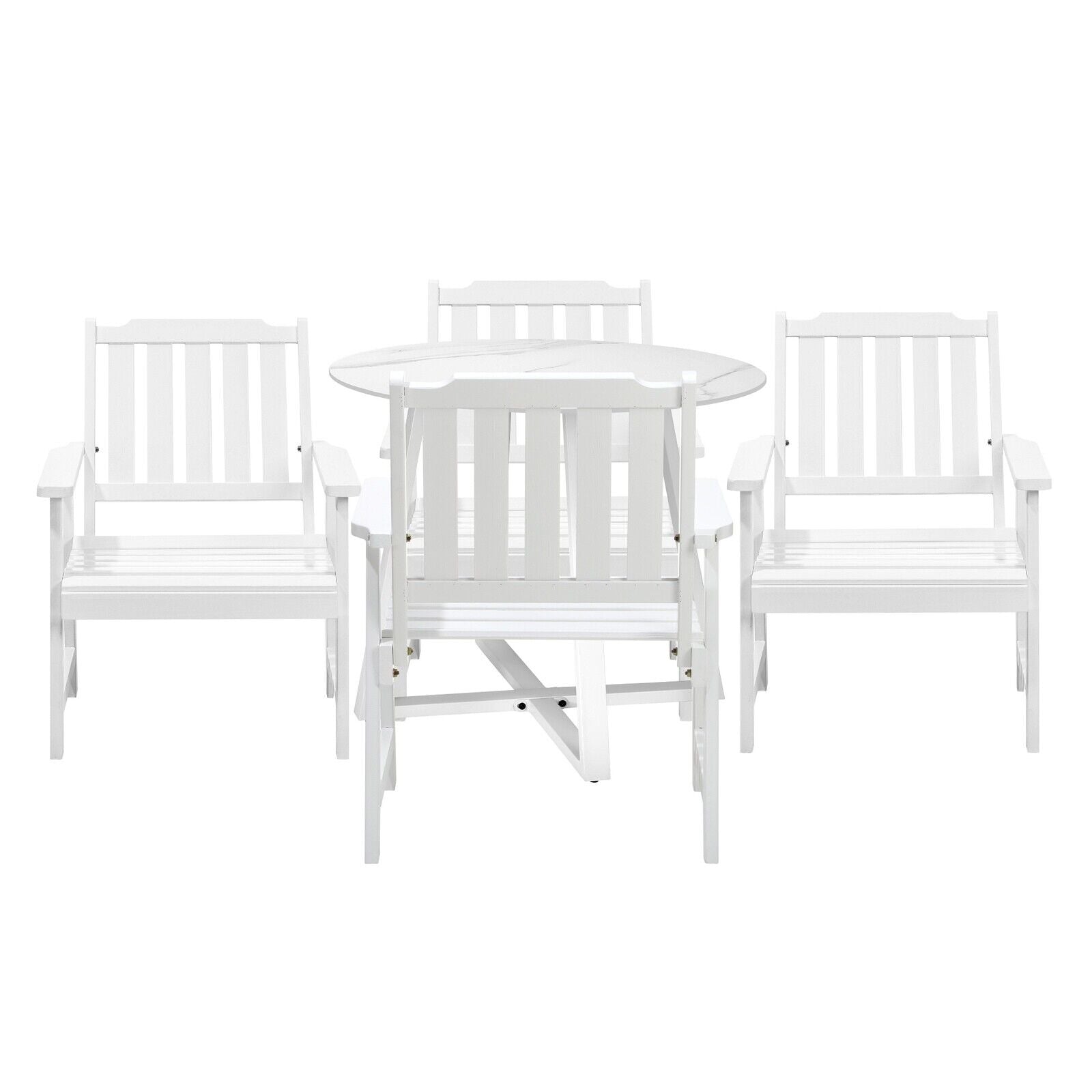 Livsip 5PCS Outdoor Dining Setting Table Solid Wood Chair Patio Furniture Set - Sunyee