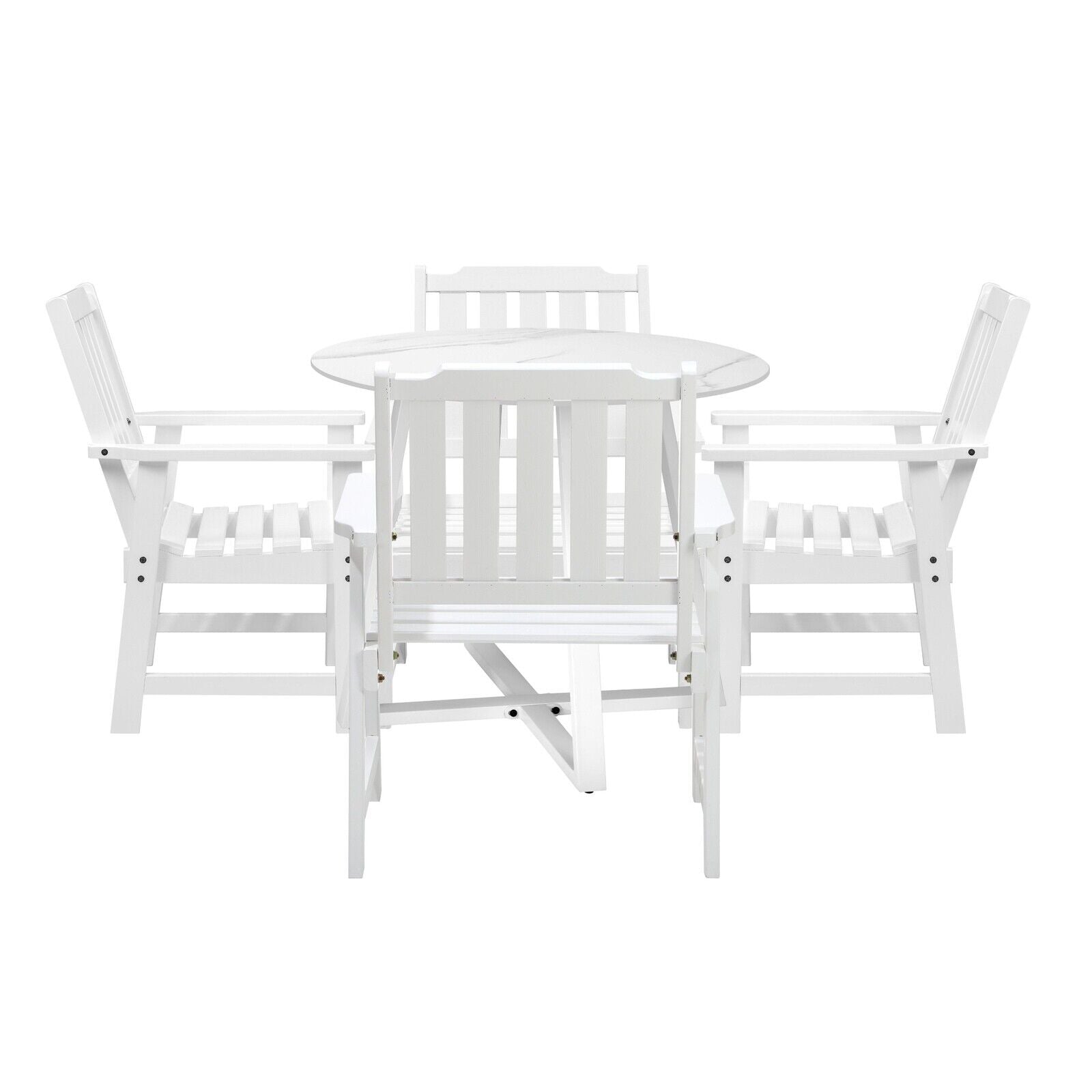 Livsip 5PCS Outdoor Dining Setting Table Solid Wood Chair Patio Furniture Set - Sunyee