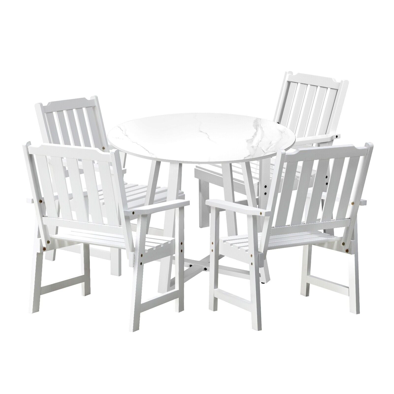 Livsip 5PCS Outdoor Dining Setting Table Solid Wood Chair Patio Furniture Set - Sunyee
