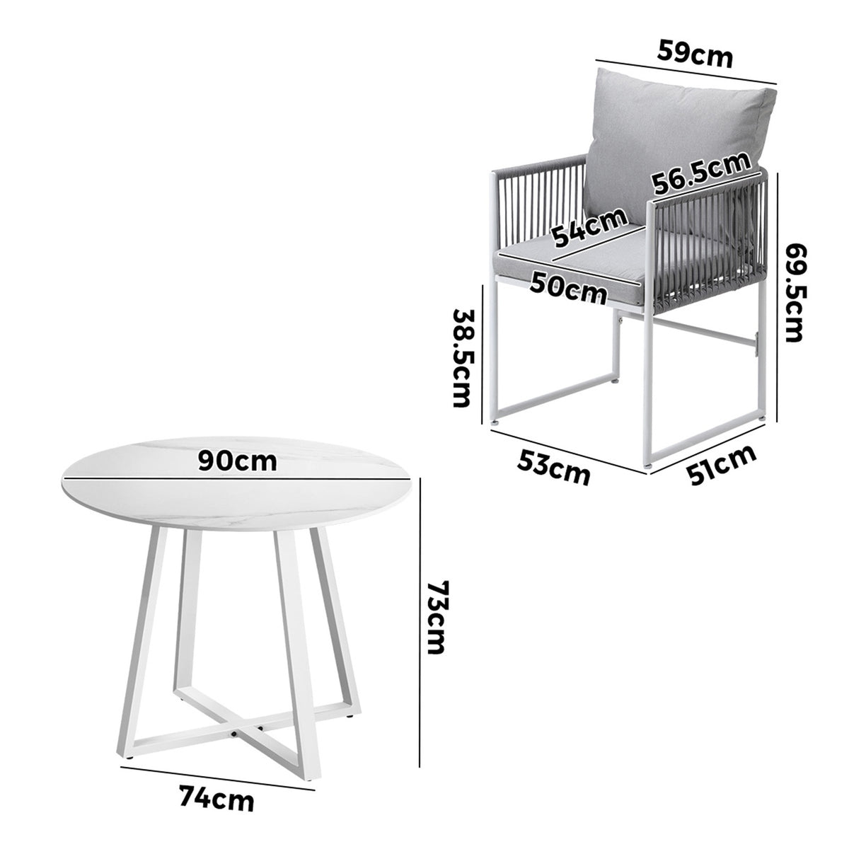 Livsip 3PCS Outdoor Dining Setting Lounge Chair Table Bistro Furniture - Sunyee