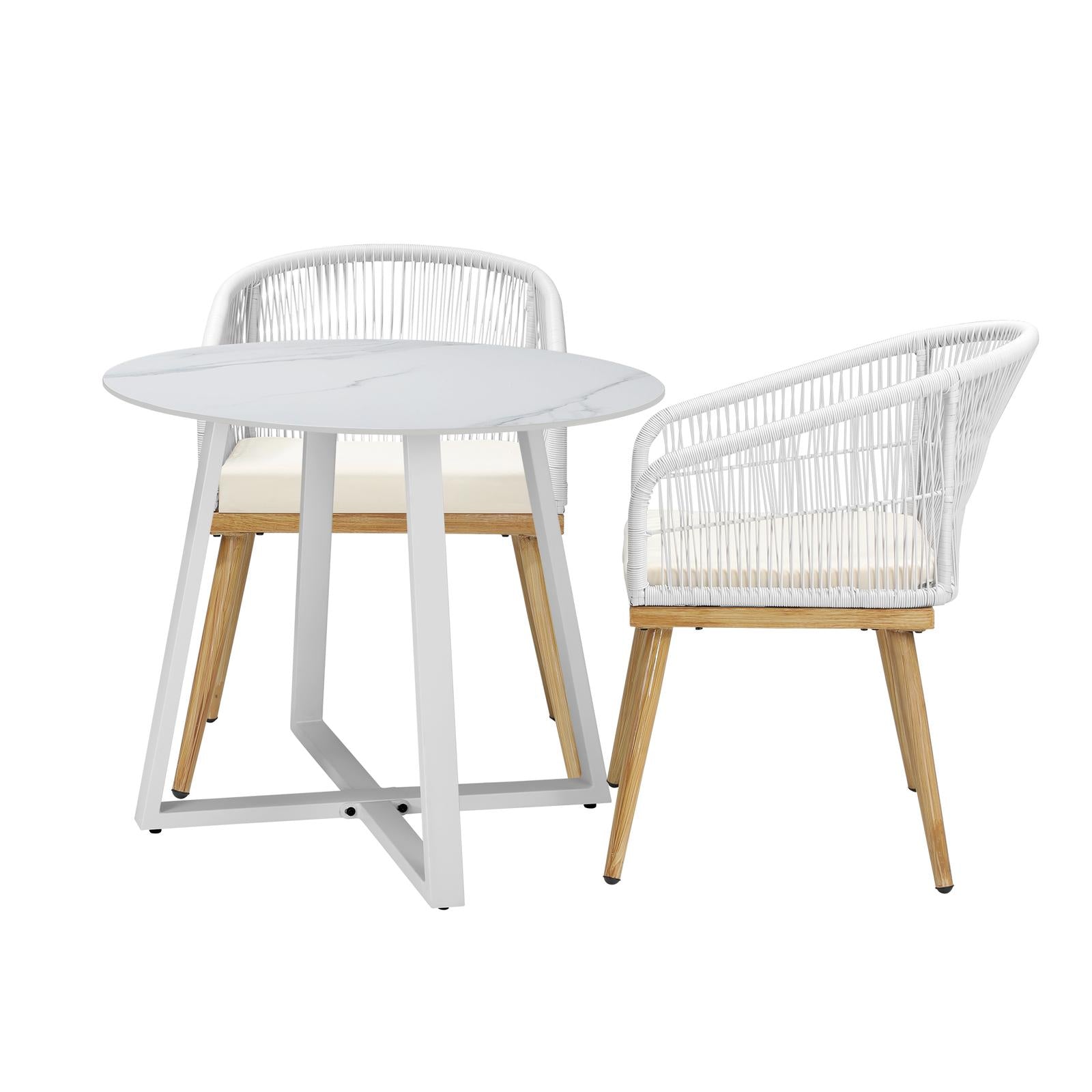 Livsip 3PCS Outdoor Dining Setting Table and Chairs Patio Furniture Bistro Set - Sunyee