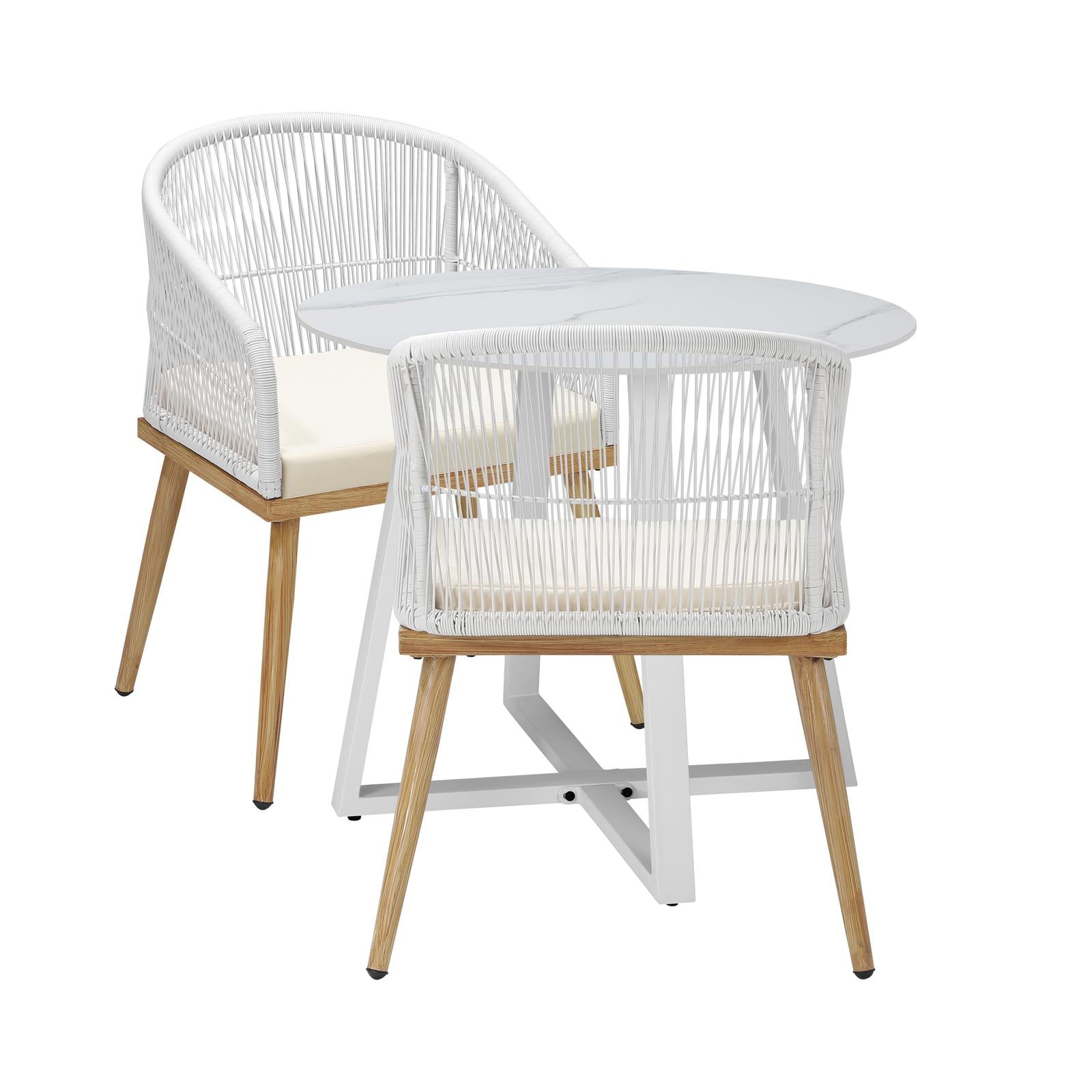 Livsip 3PCS Outdoor Dining Setting Table and Chairs Patio Furniture Bistro Set - Sunyee