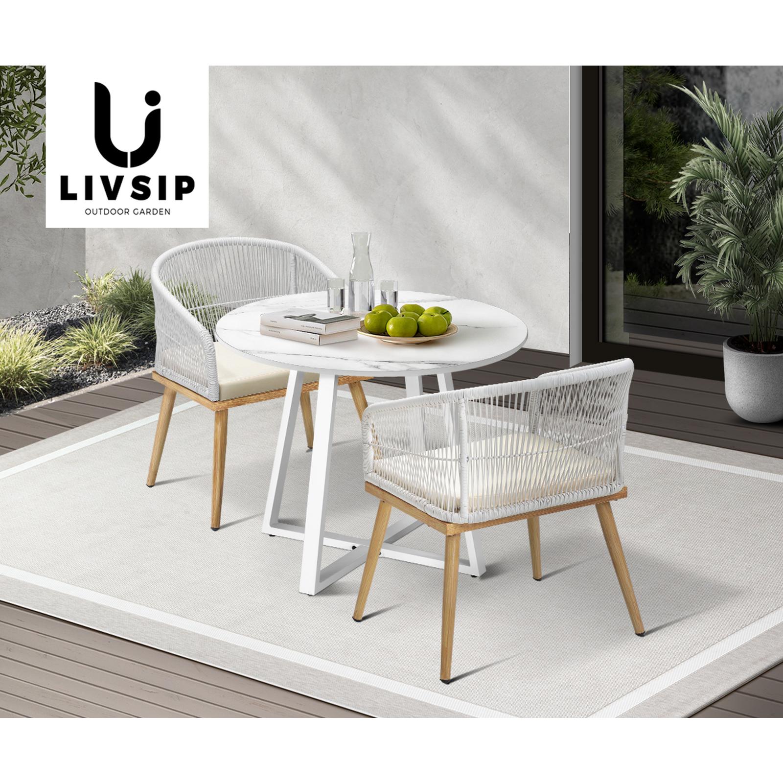 Livsip 3PCS Outdoor Dining Setting Table and Chairs Patio Furniture Bistro Set - Sunyee