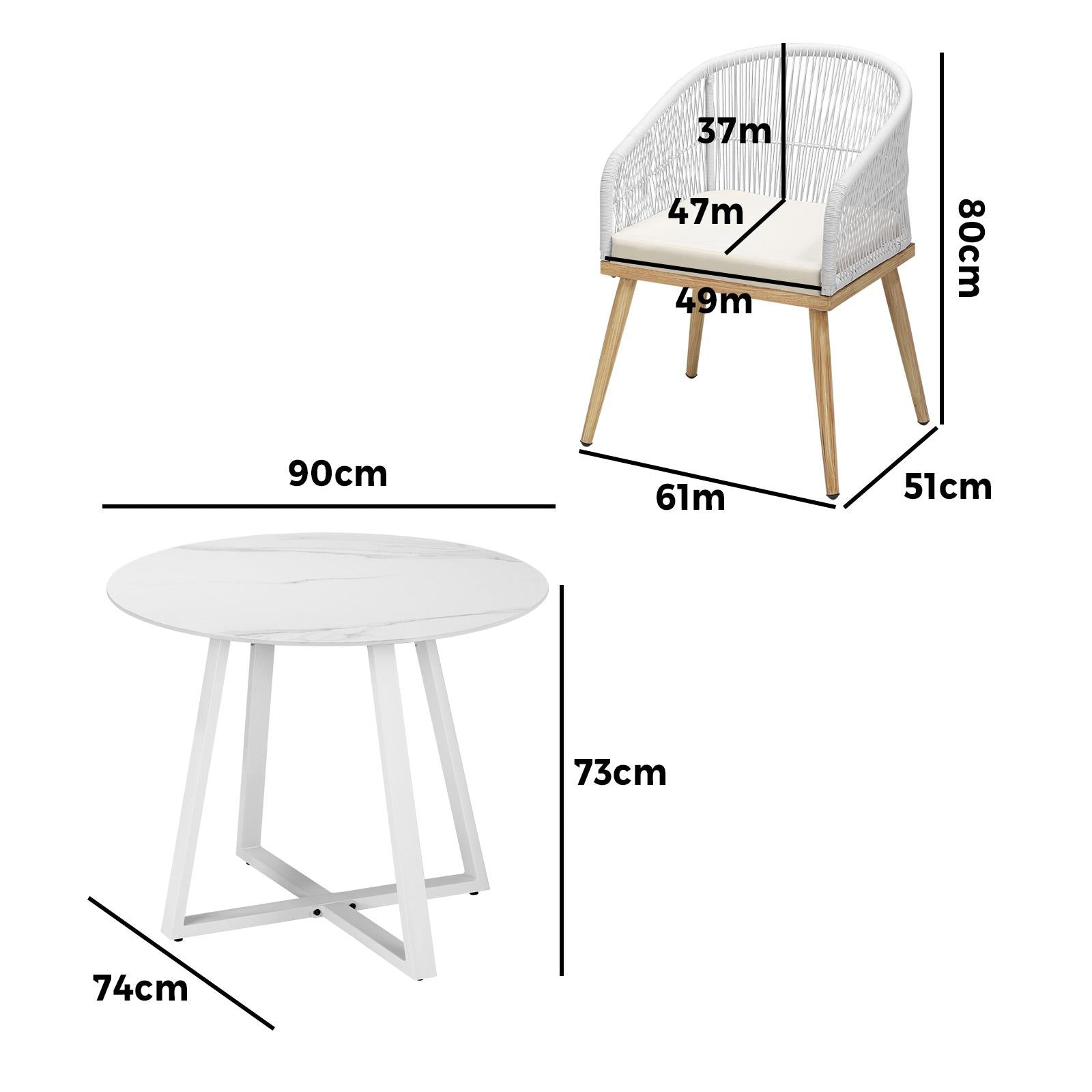 Livsip 3PCS Outdoor Dining Setting Table and Chairs Patio Furniture Bistro Set - Sunyee