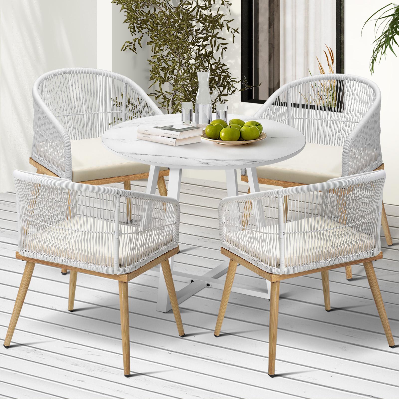 Livsip 5PCS Outdoor Dining Setting Table and Chairs Patio Furniture Bistro Set - Sunyee