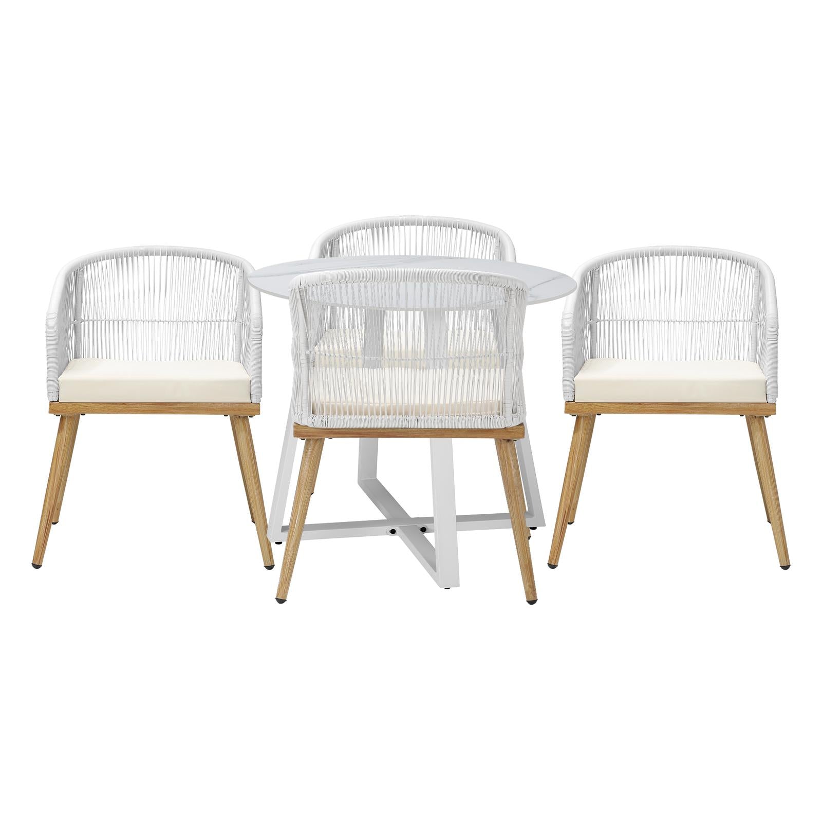 Livsip 5PCS Outdoor Dining Setting Table and Chairs Patio Furniture Bistro Set - Sunyee