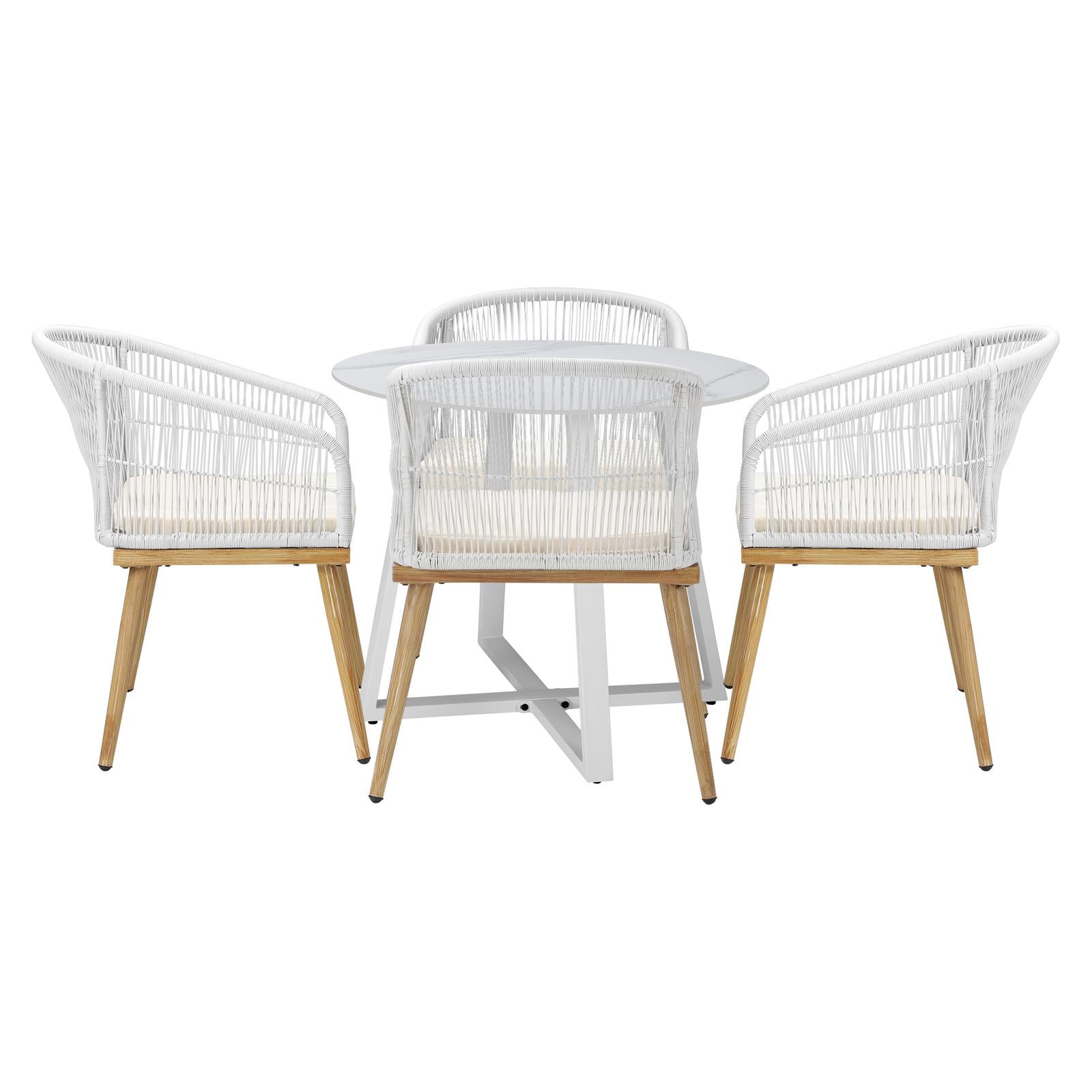 Livsip 5PCS Outdoor Dining Setting Table and Chairs Patio Furniture Bistro Set - Sunyee