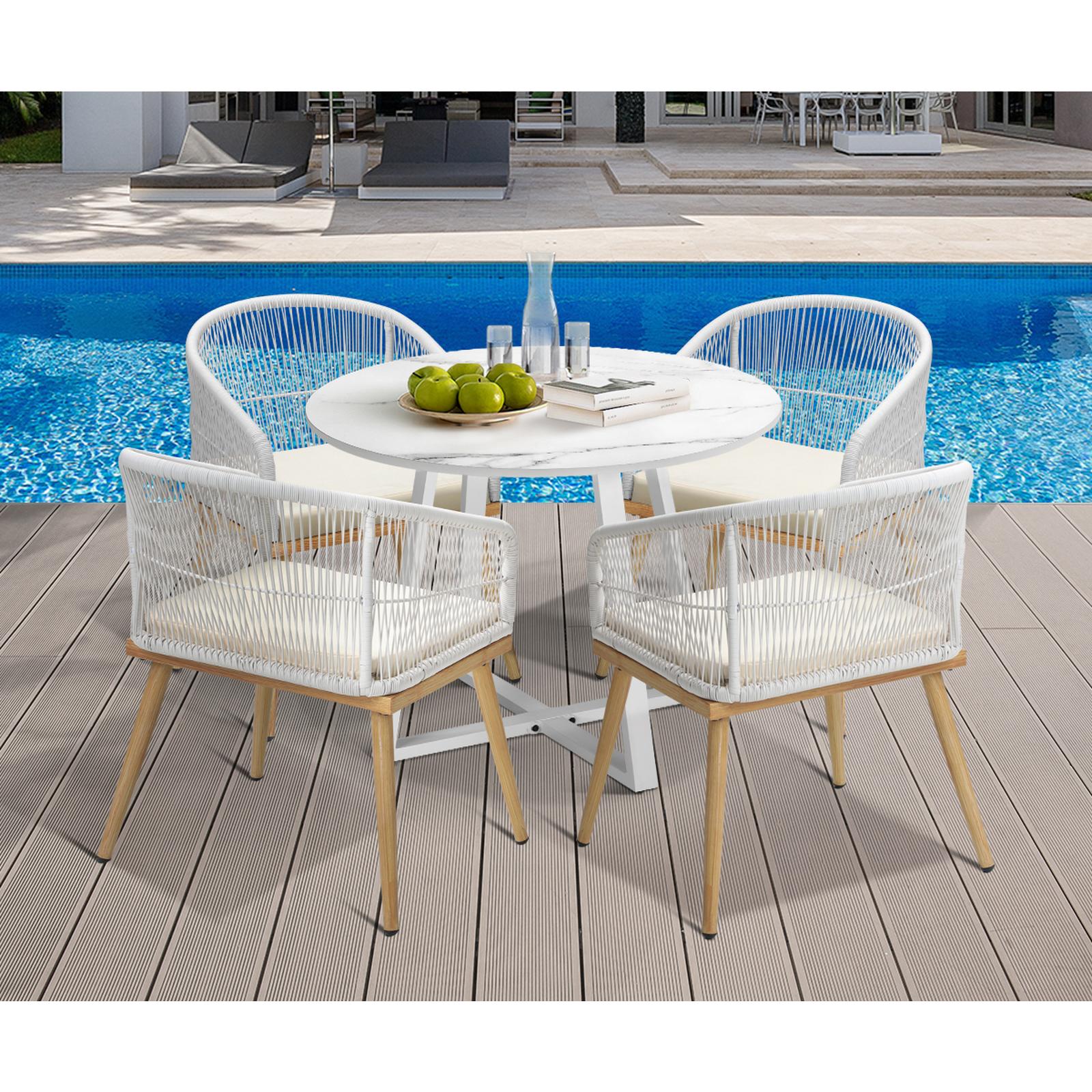 Livsip 5PCS Outdoor Dining Setting Table and Chairs Patio Furniture Bistro Set - Sunyee