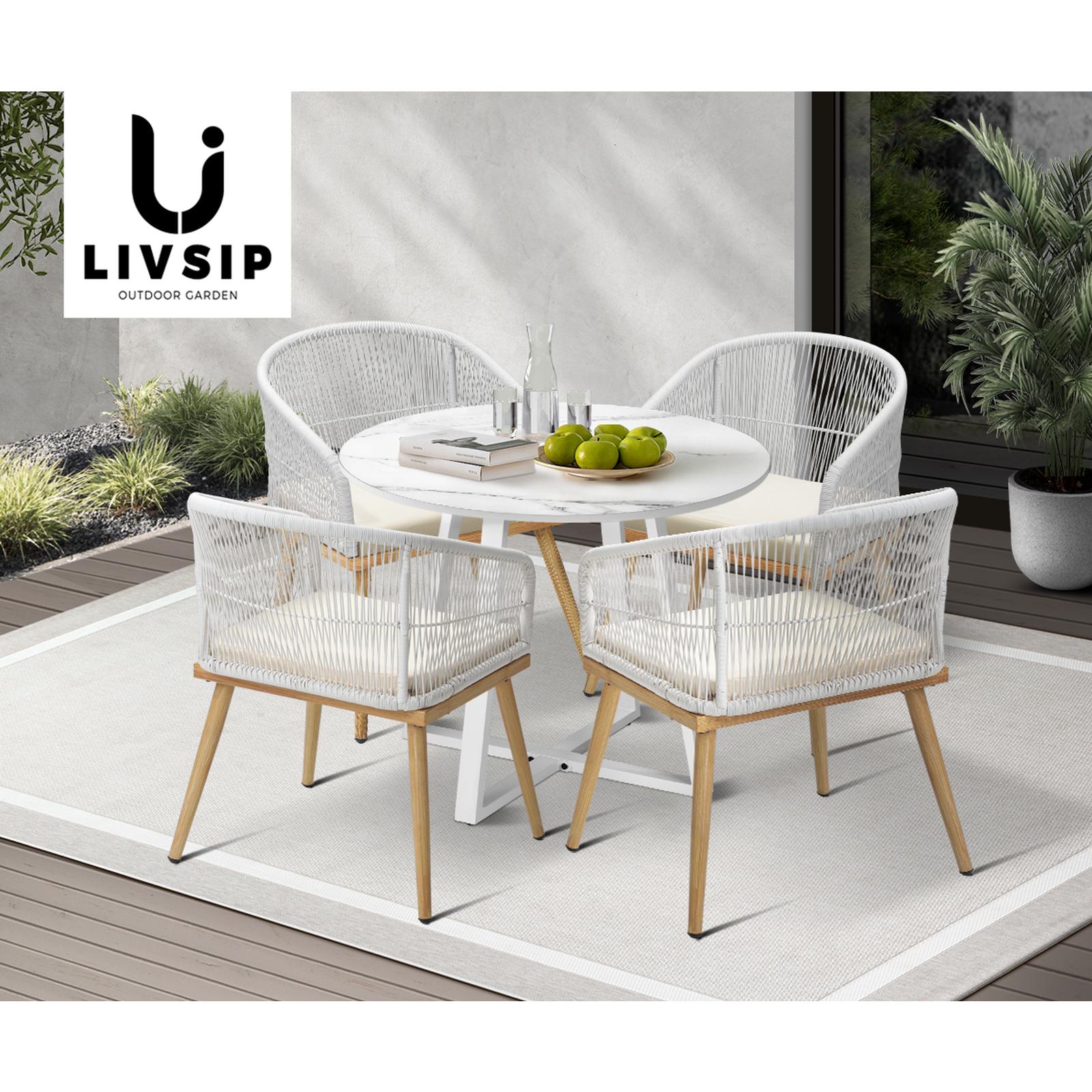 Livsip 5PCS Outdoor Dining Setting Table and Chairs Patio Furniture Bistro Set - Sunyee