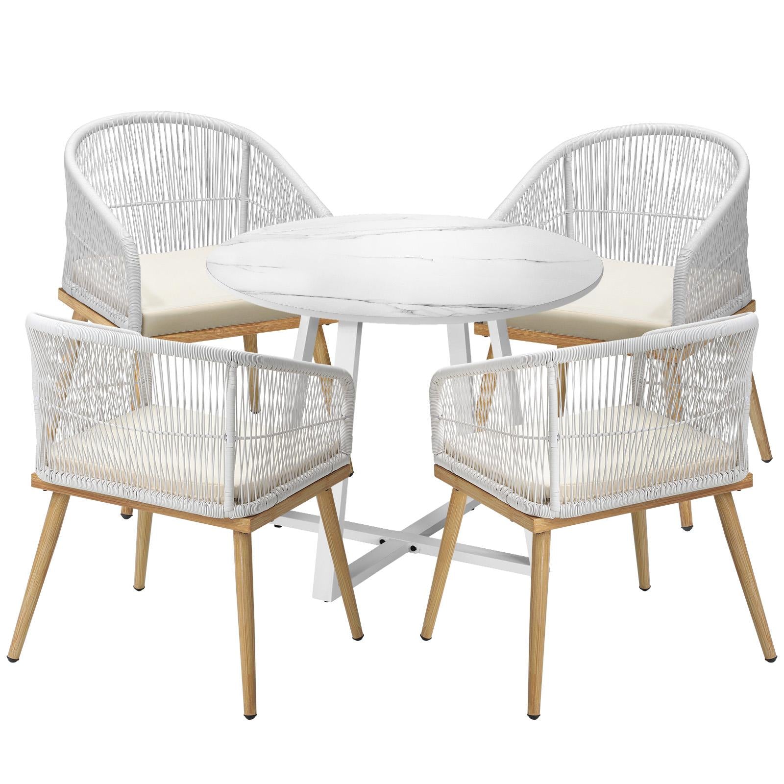 Livsip 5PCS Outdoor Dining Setting Table and Chairs Patio Furniture Bistro Set - Sunyee