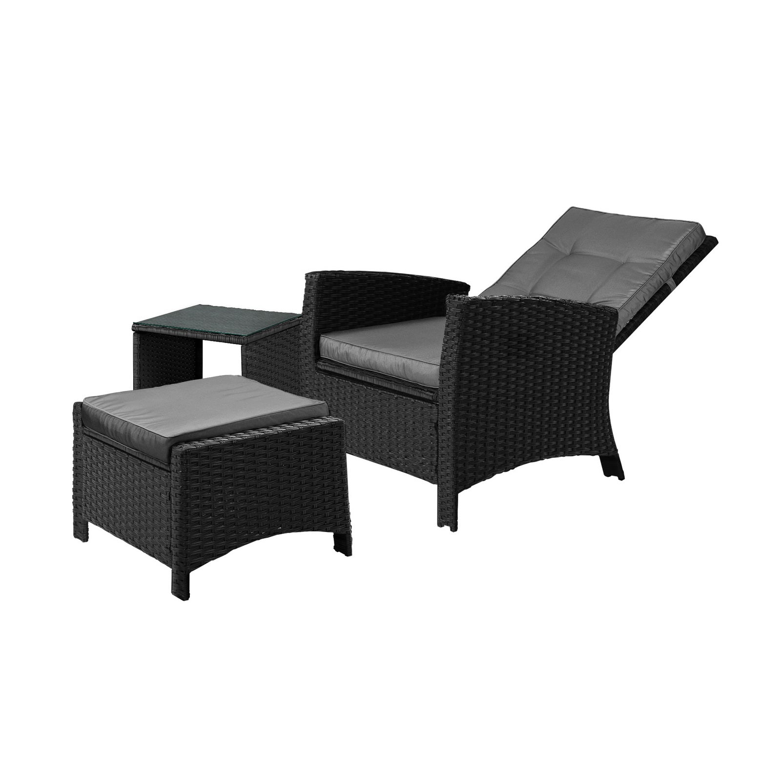 Livsip Recliner Chairs & Table Outdoor Furniture Wicker Sofa Patio Set Garden - Sunyee