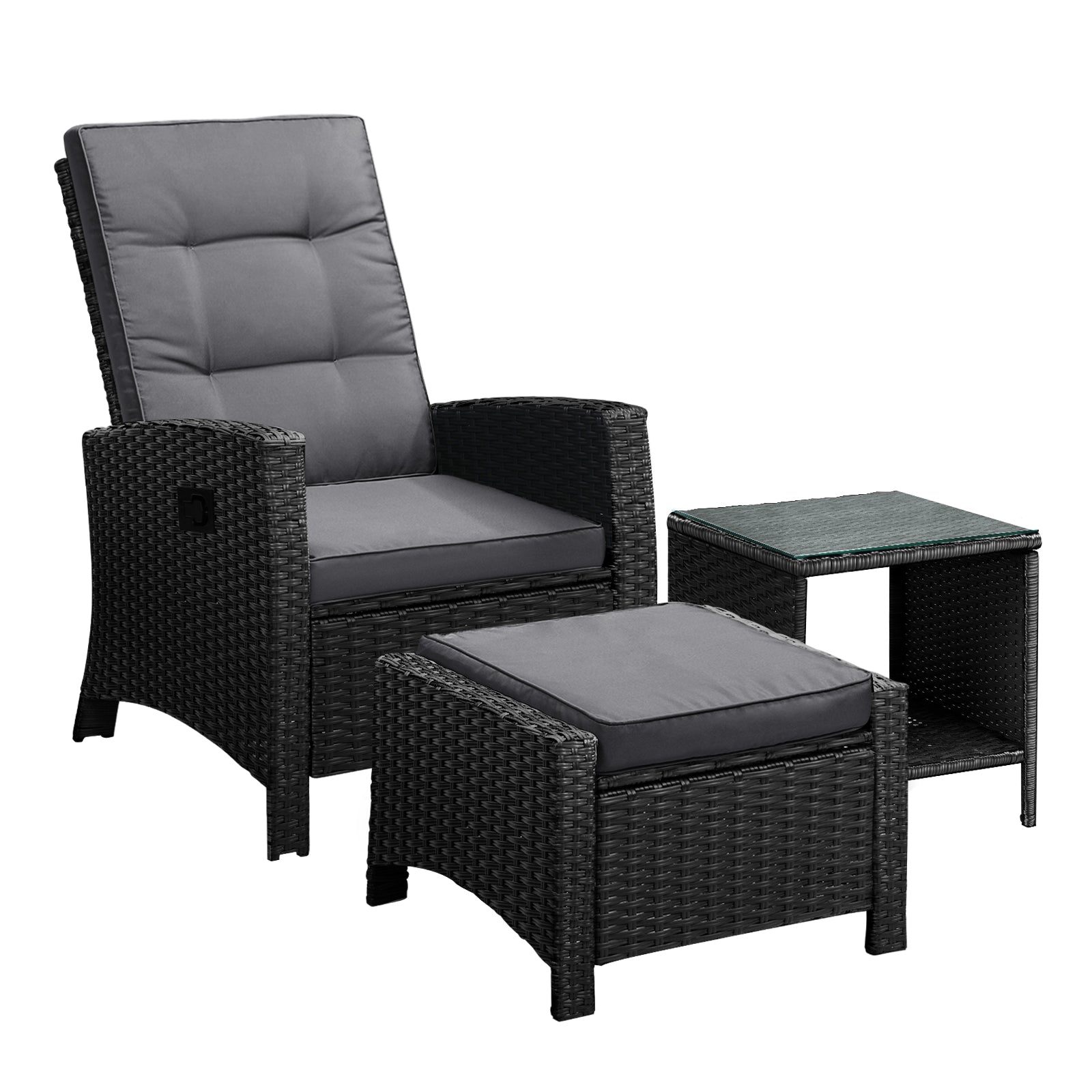 Livsip Recliner Chairs & Table Outdoor Furniture Wicker Sofa Patio Set Garden - Sunyee