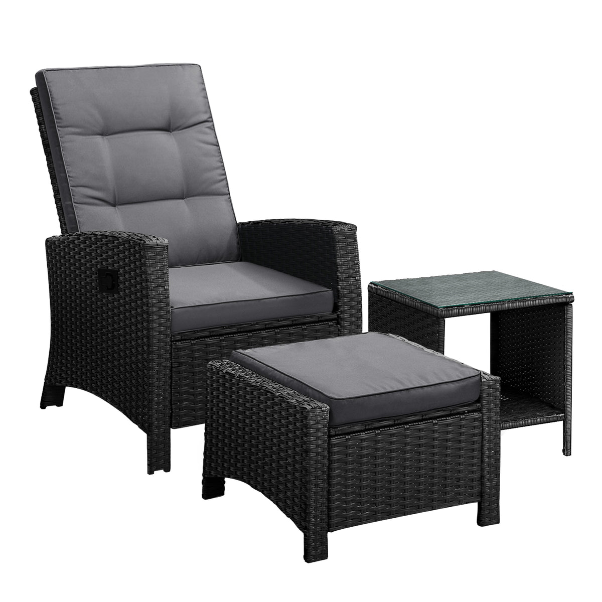 Livsip Recliner Chairs Outdoor Sun Lounge Wicker Sofa Patio Furniture Setting - Sunyee