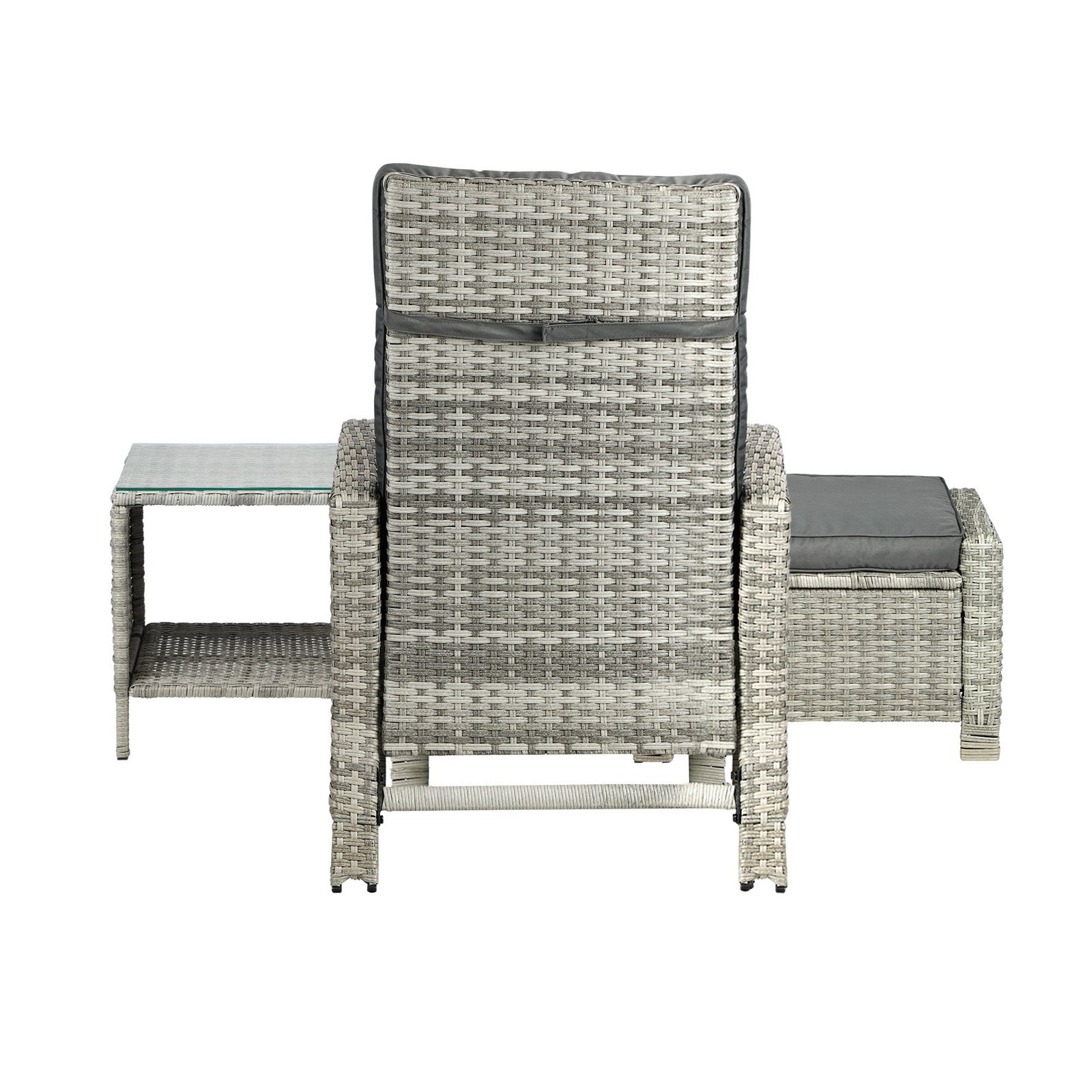 Livsip Recliner Chair Outdoor Sun Lounge Setting Wicker Sofa Patio Furniture 3PC - Sunyee