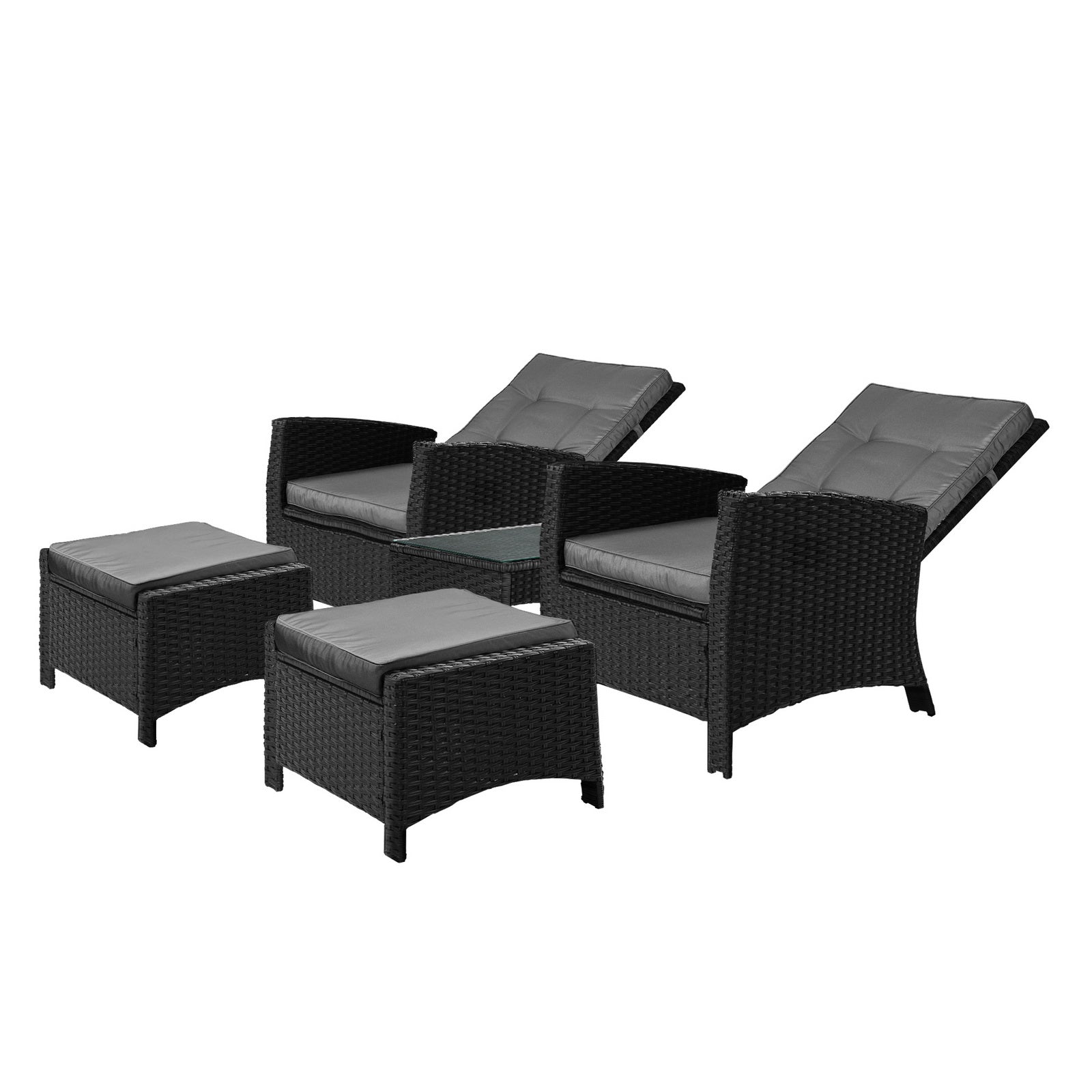 Livsip Outdoor Recliner Chair & Table Set Wicker lounge Patio Furniture Setting - Sunyee