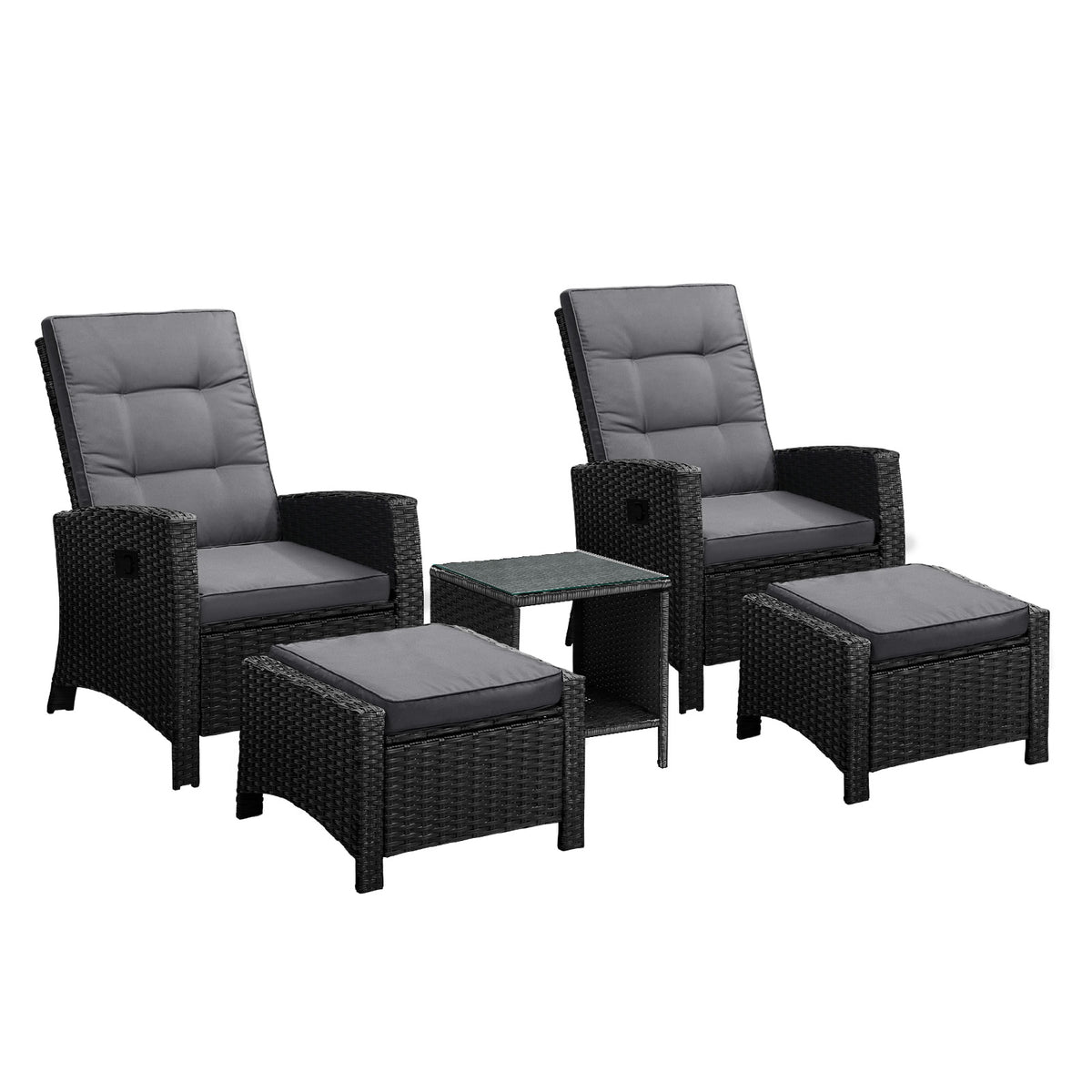 Livsip Recliner Chairs Outdoor Sun Lounge Wicker Sofa Patio Furniture Setting - Sunyee