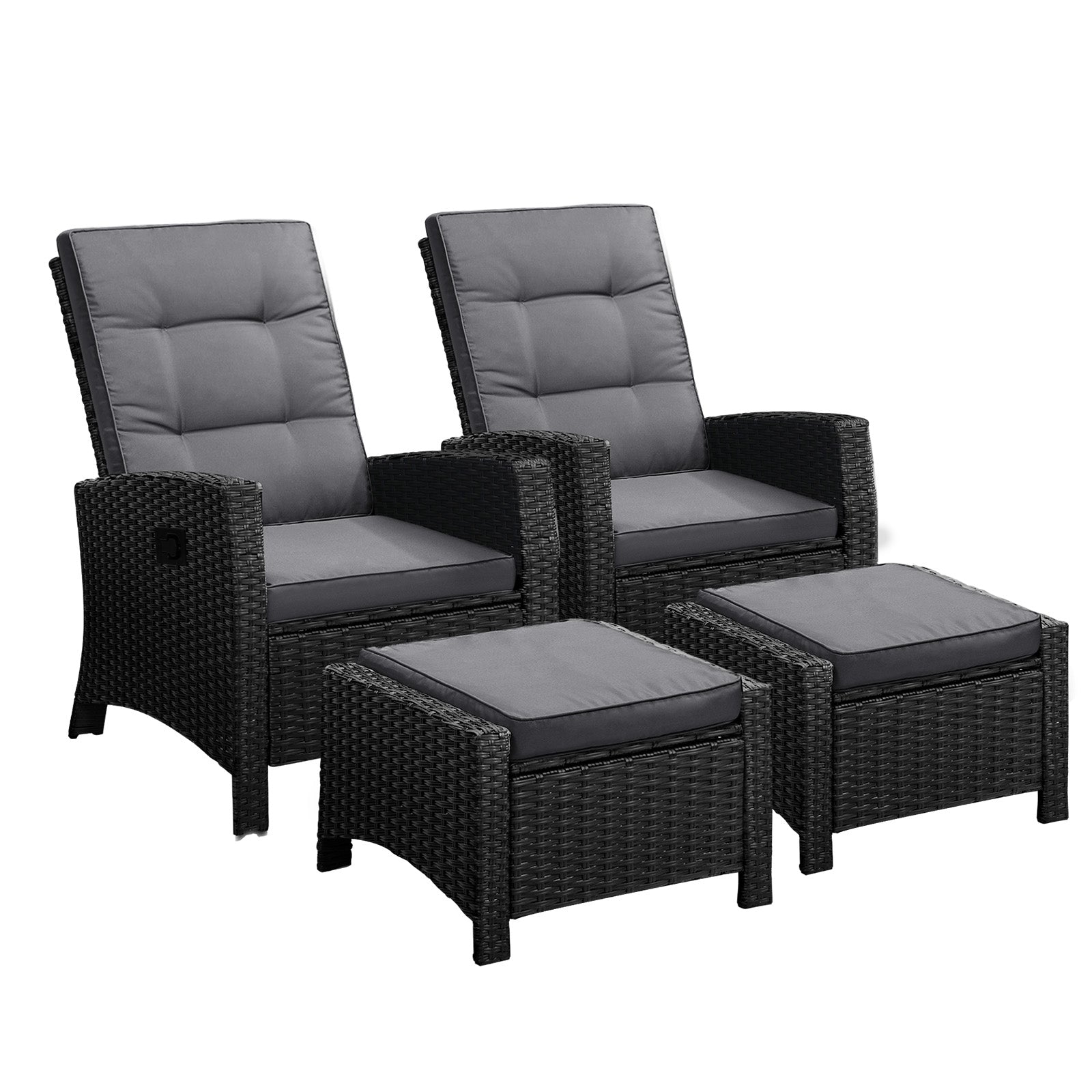 Livsip Recliner Chairs Sun Lounge Outdoor Patio Furniture Wicker Lounger 2X - Sunyee