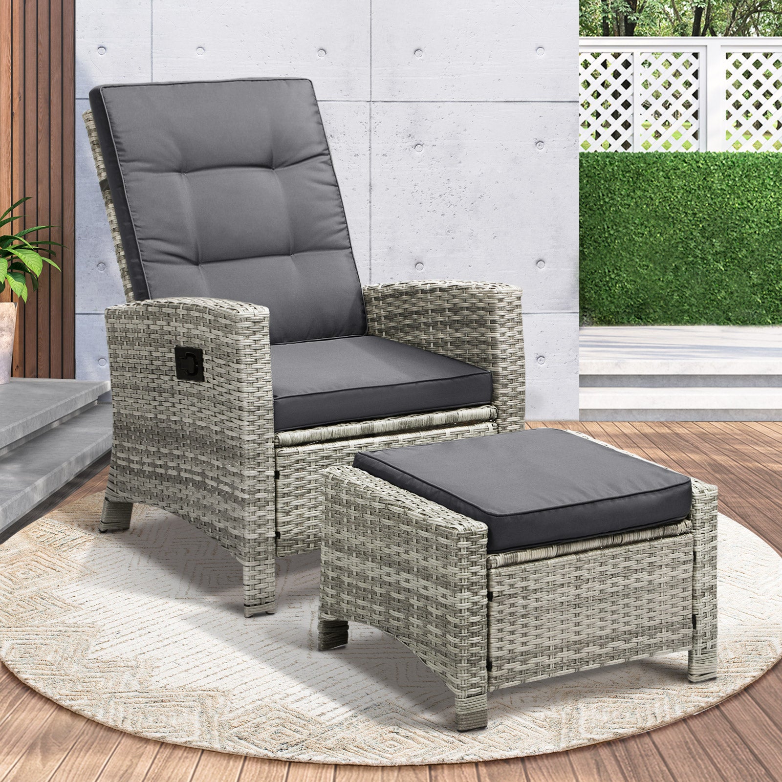 Livsip Recliner Chairs Sun lounge Outdoor Furniture Wicker Patio Garden Sofa - Sunyee