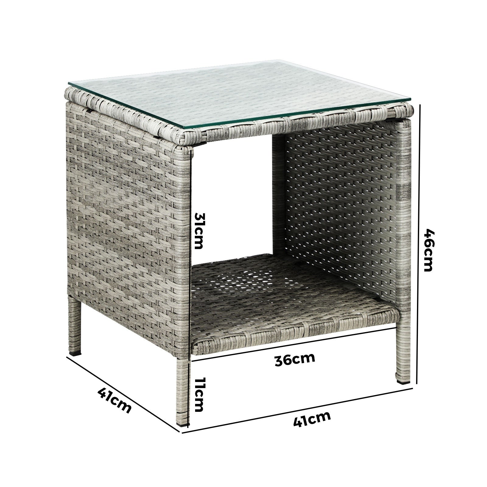 Livsip Rattan Side Table Outdoor Furniture Coffee Patio Desk Indoor Garden Decor - Sunyee